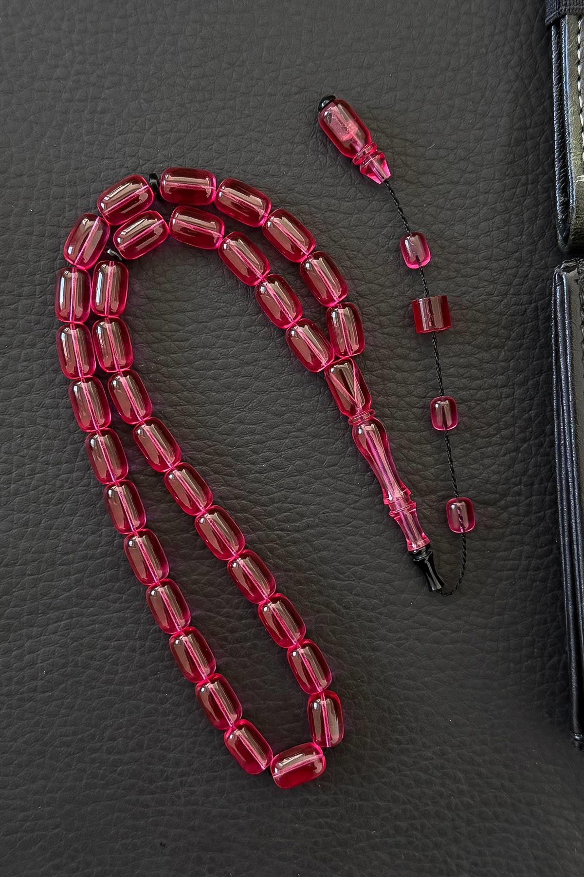 Kumpas İşçilik Kapsül Pembe Ateş Kehribar Tesbih