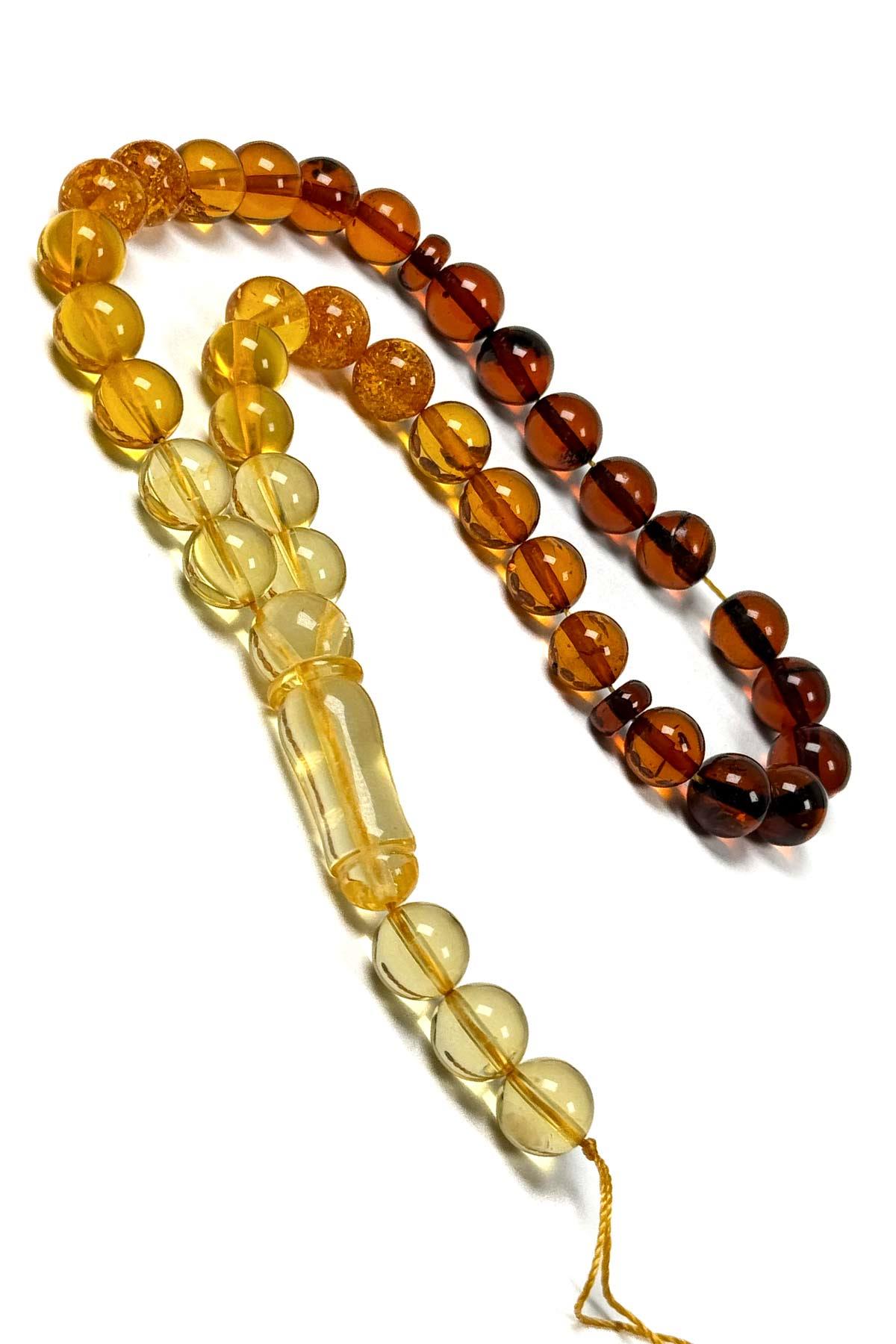 Bilek Boy Püskülsüz 3 Yedek Taneli Damla Kehribar Tesbih