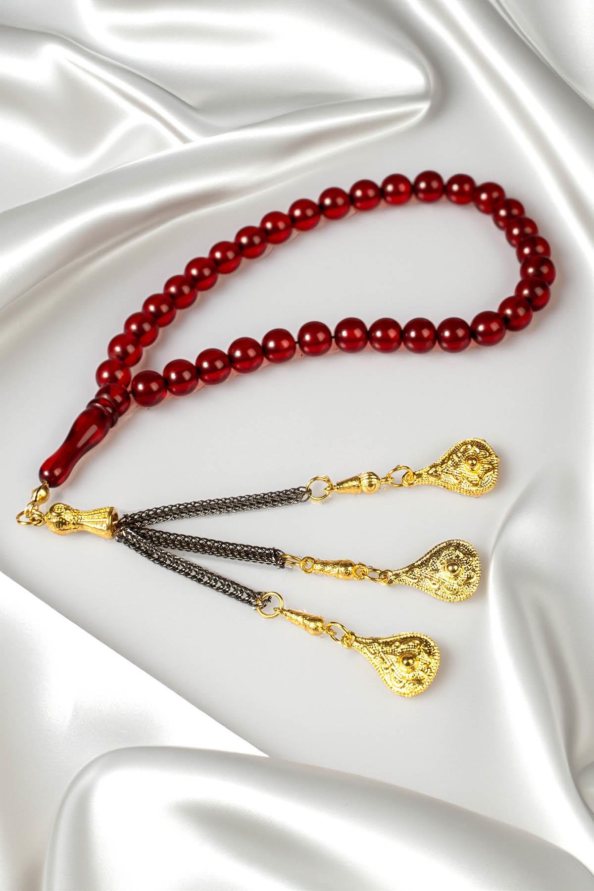 Küre Bilek Boy Sarı Püsküllü Toz Kehribar Tesbih