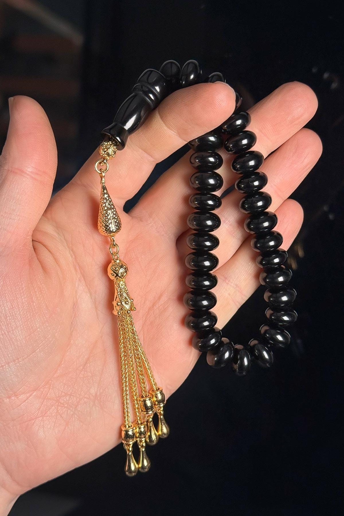 Basık Kesim Özel Püsküllü Gürcü Oltu Taşı Tesbih