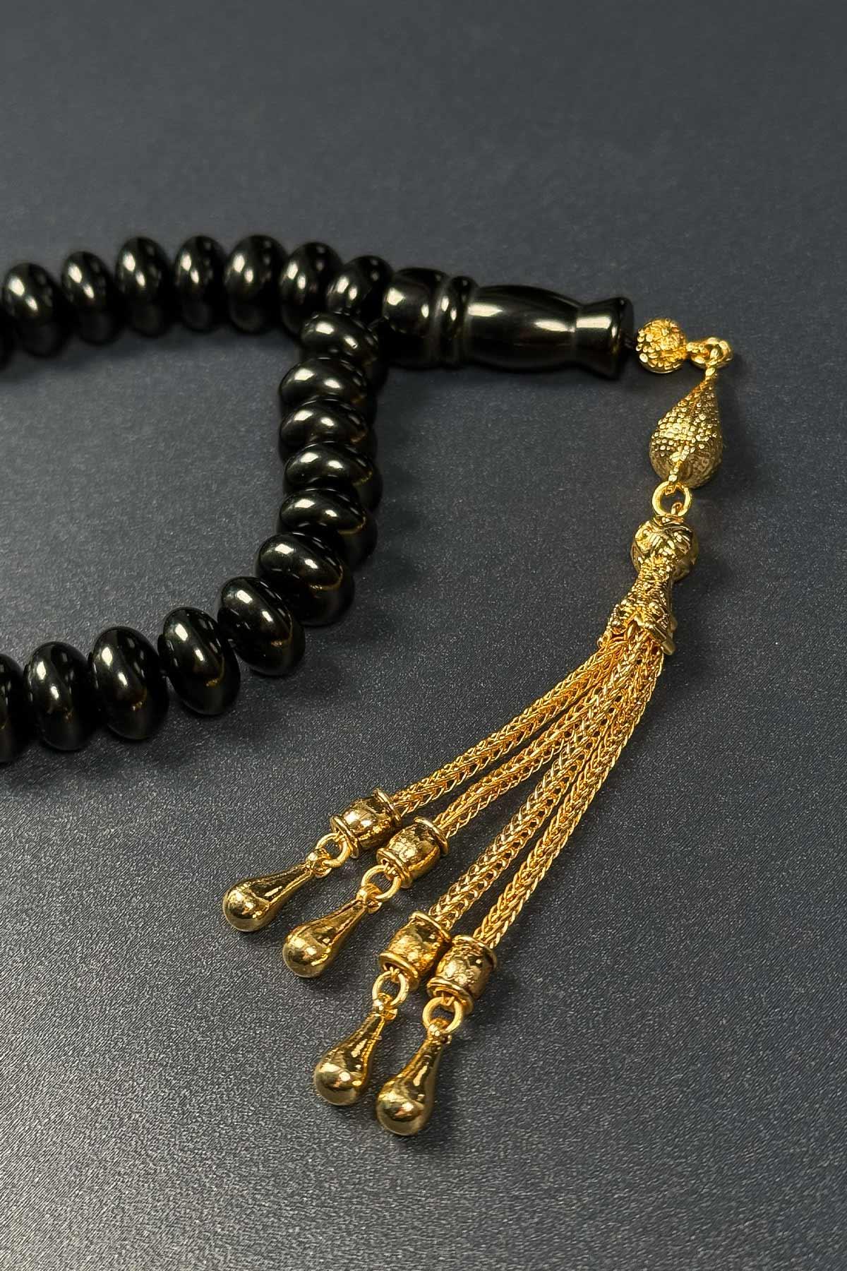 Basık Kesim Özel Püsküllü Gürcü Oltu Taşı Tesbih