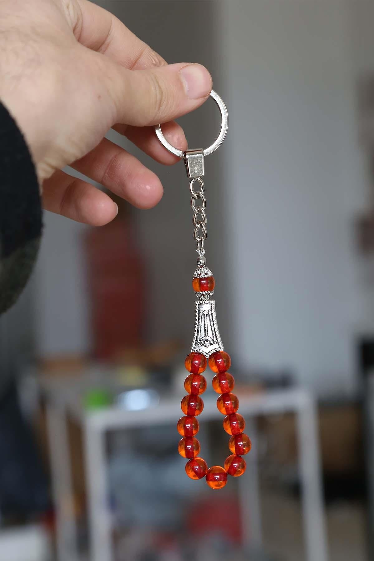 Küre Tane Açık Kırmızı Tesbih Anahtarlık