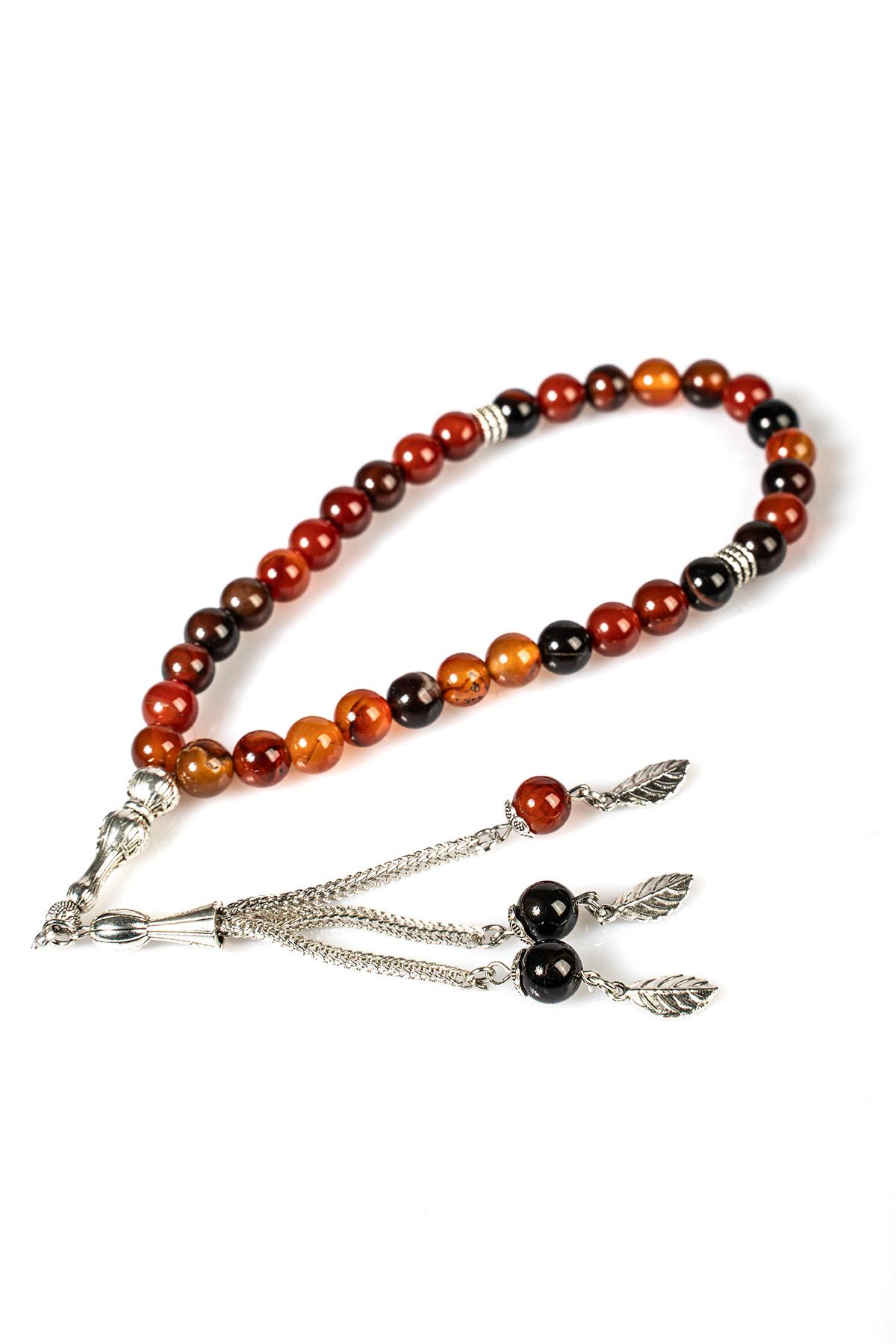 Küre Tane Siyah Tonlarında Akik Taşı Tesbih