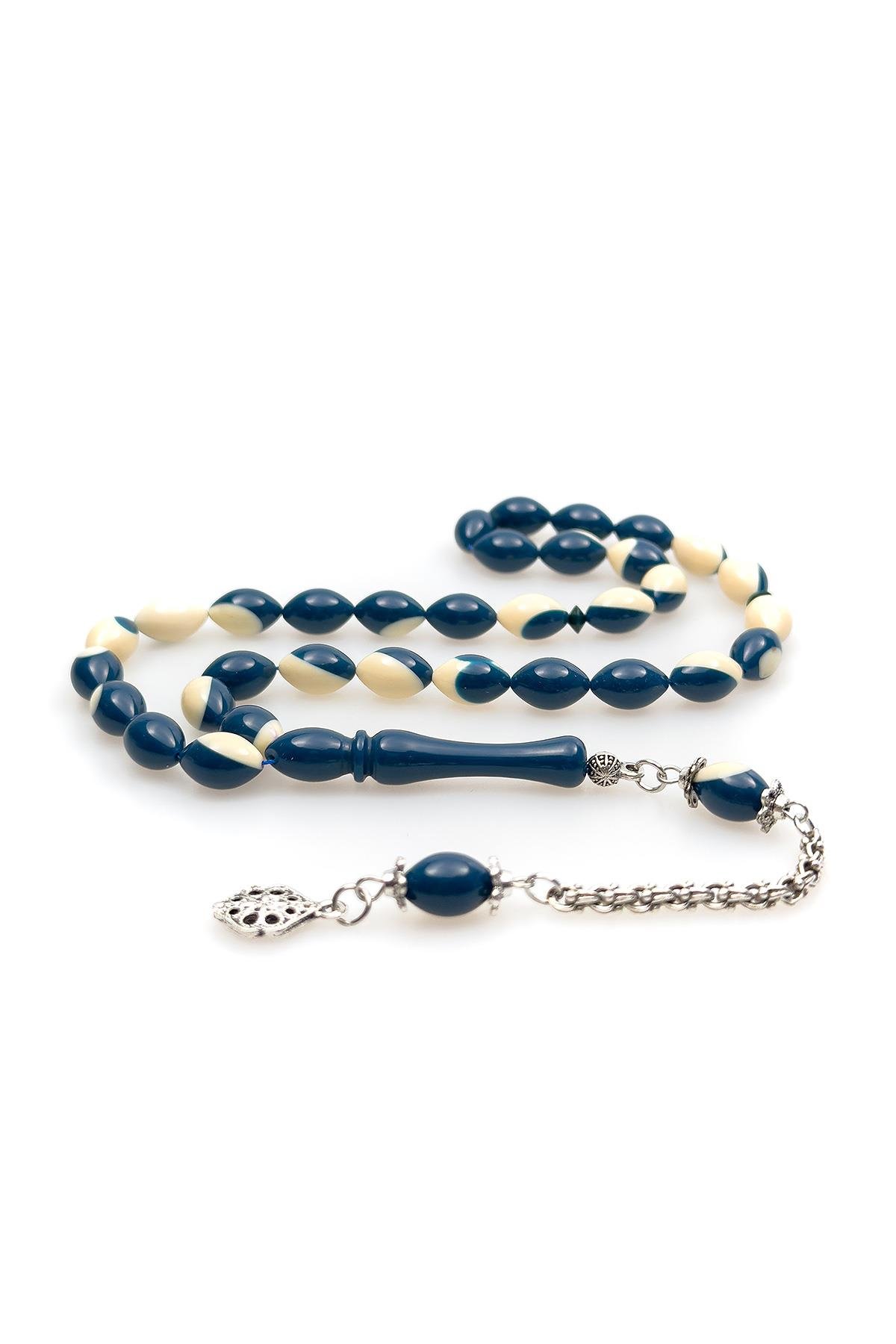 Lacivert Bilardo Model Güzel Çekimli Toz Kehribar Tesbih