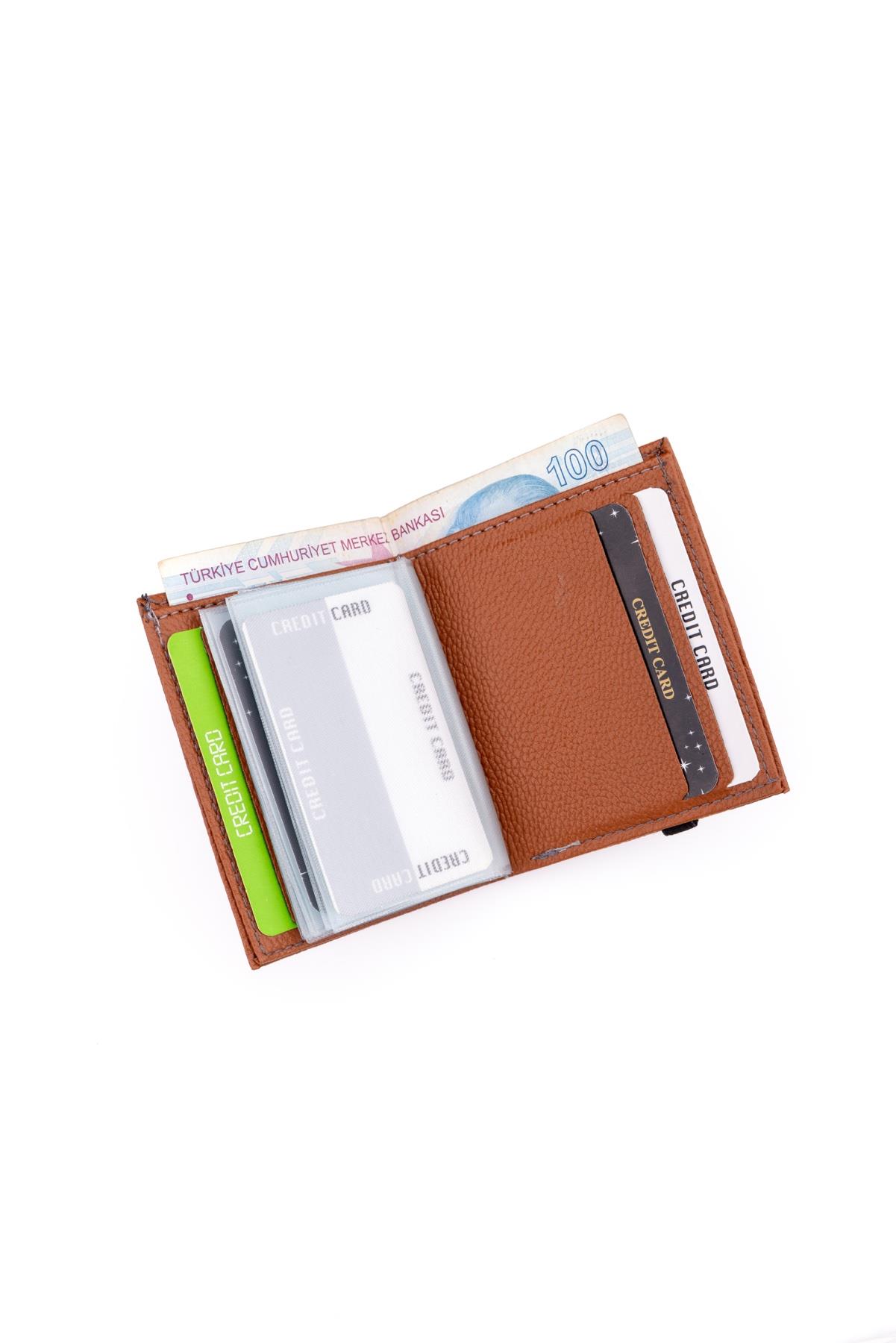 Lastikli Açık Kahve Renk Kartlık Cüzdan