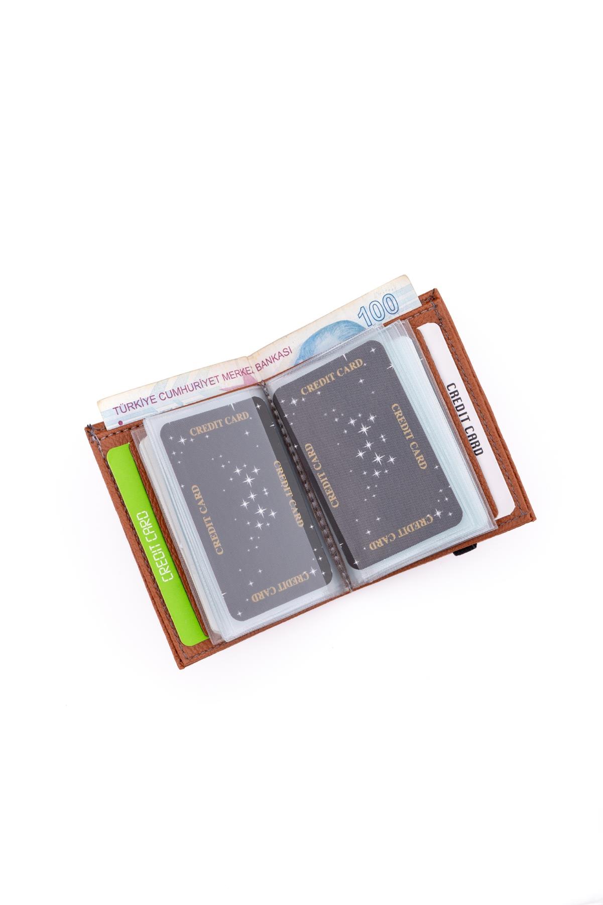 Lastikli Açık Kahve Renk Kartlık Cüzdan