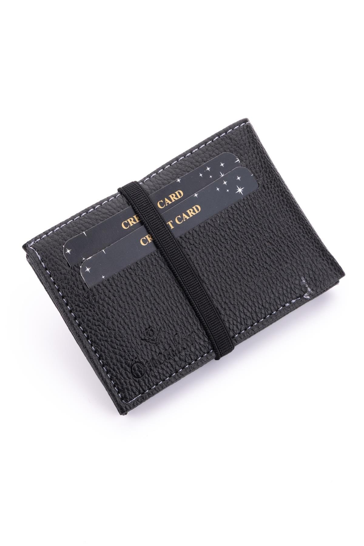 Lastiklik Siyah Renk Kartlık Cüzdan