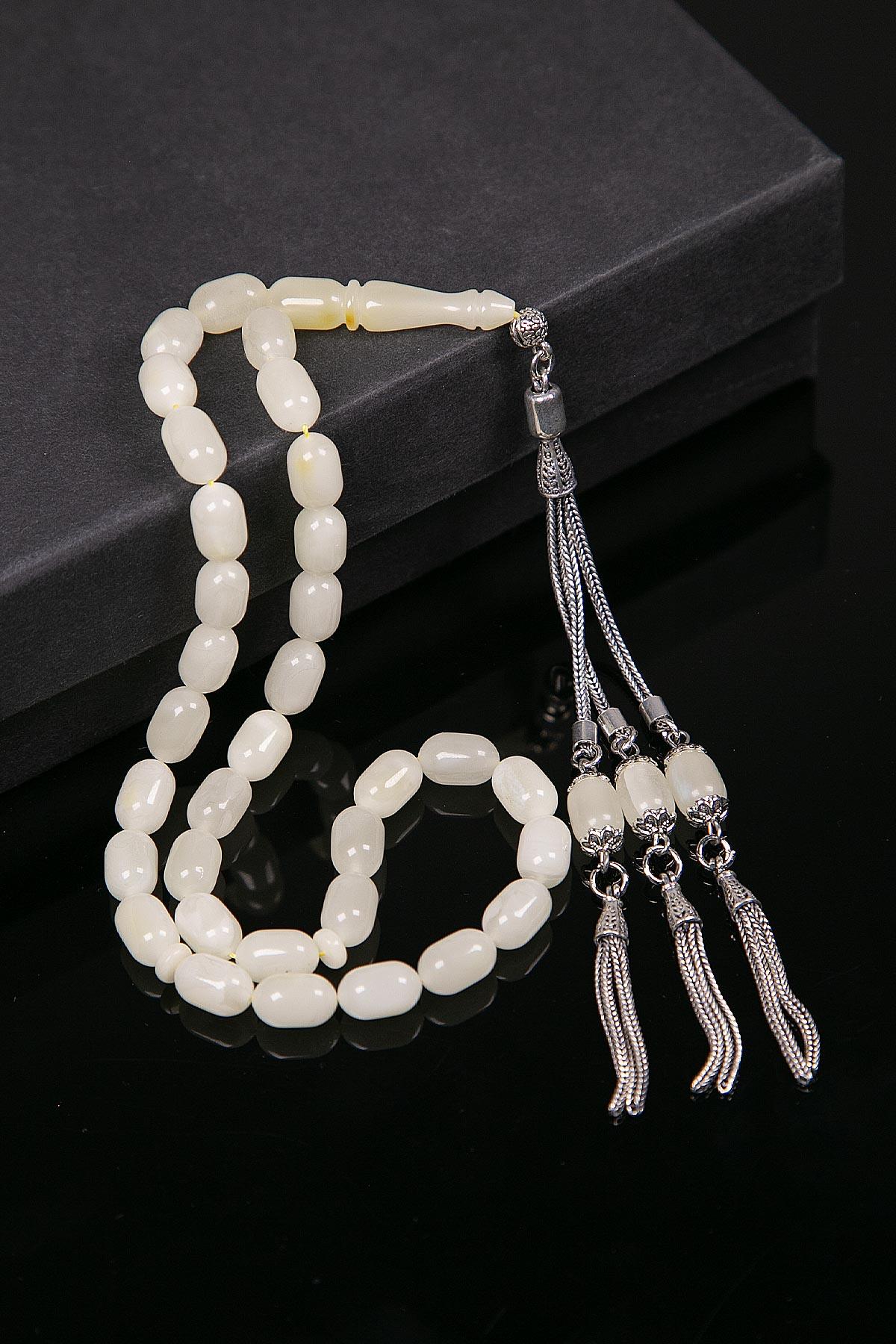 Limon Renk Usta İşi Kaya Damla Kehribar Tesbih