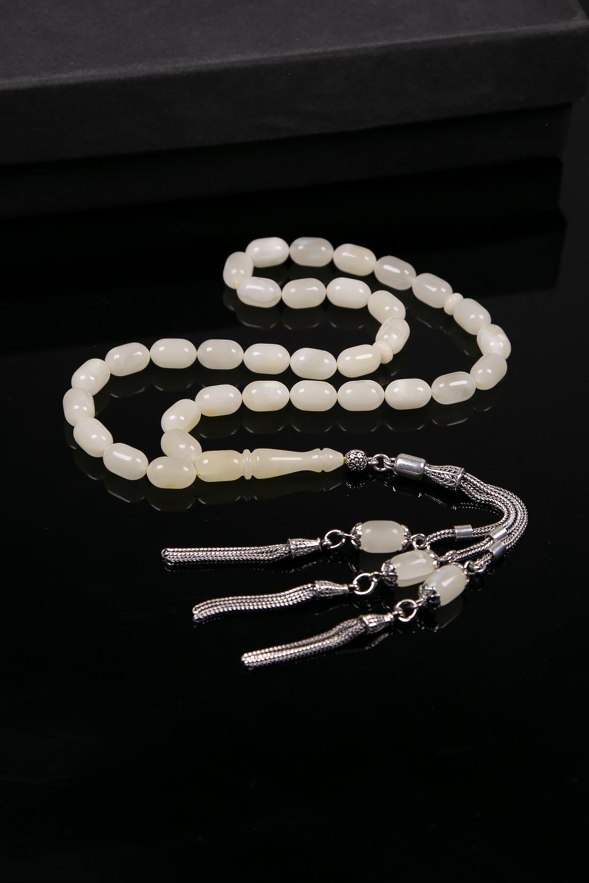 Limon Renk Usta İşi Kaya Damla Kehribar Tesbih