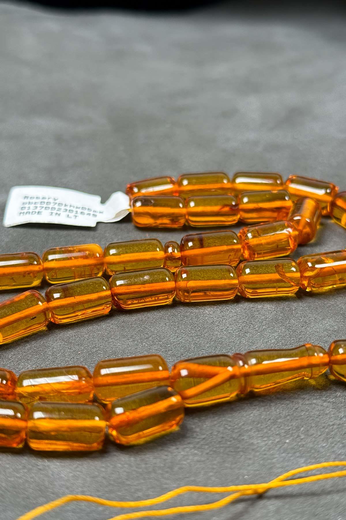 Püskülsüz 3 Yedek Taneli Litvanya Damla Kehribar Tesbih