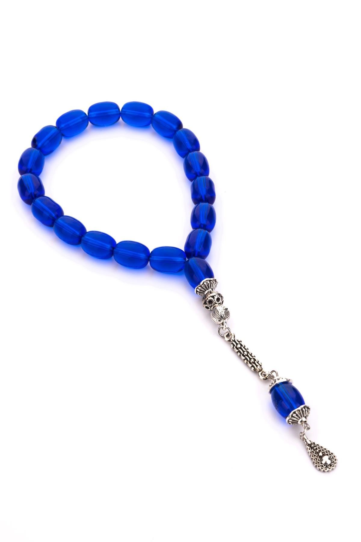 Mavi 17lik Stres İçin Cam Maskot Tesbih