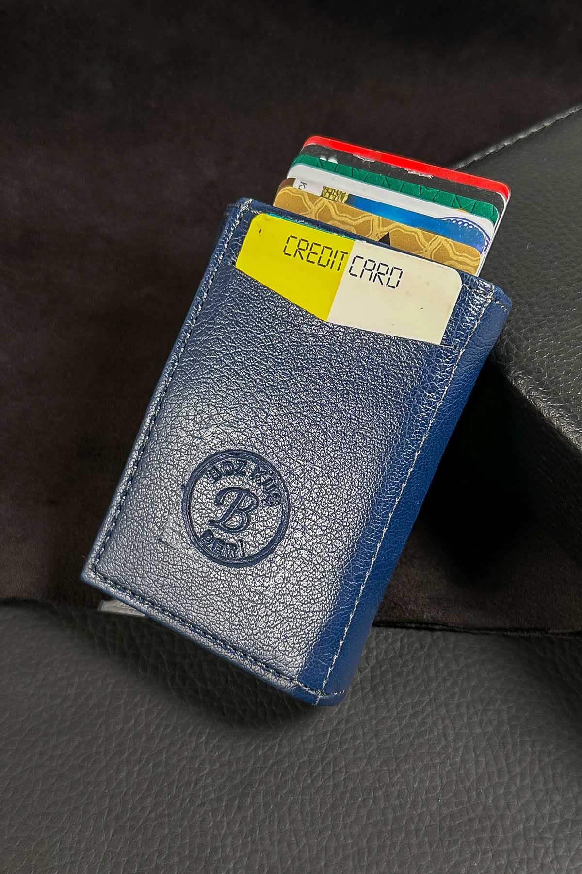 Mekanizmalı Lacivert Kartlık Cüzdan