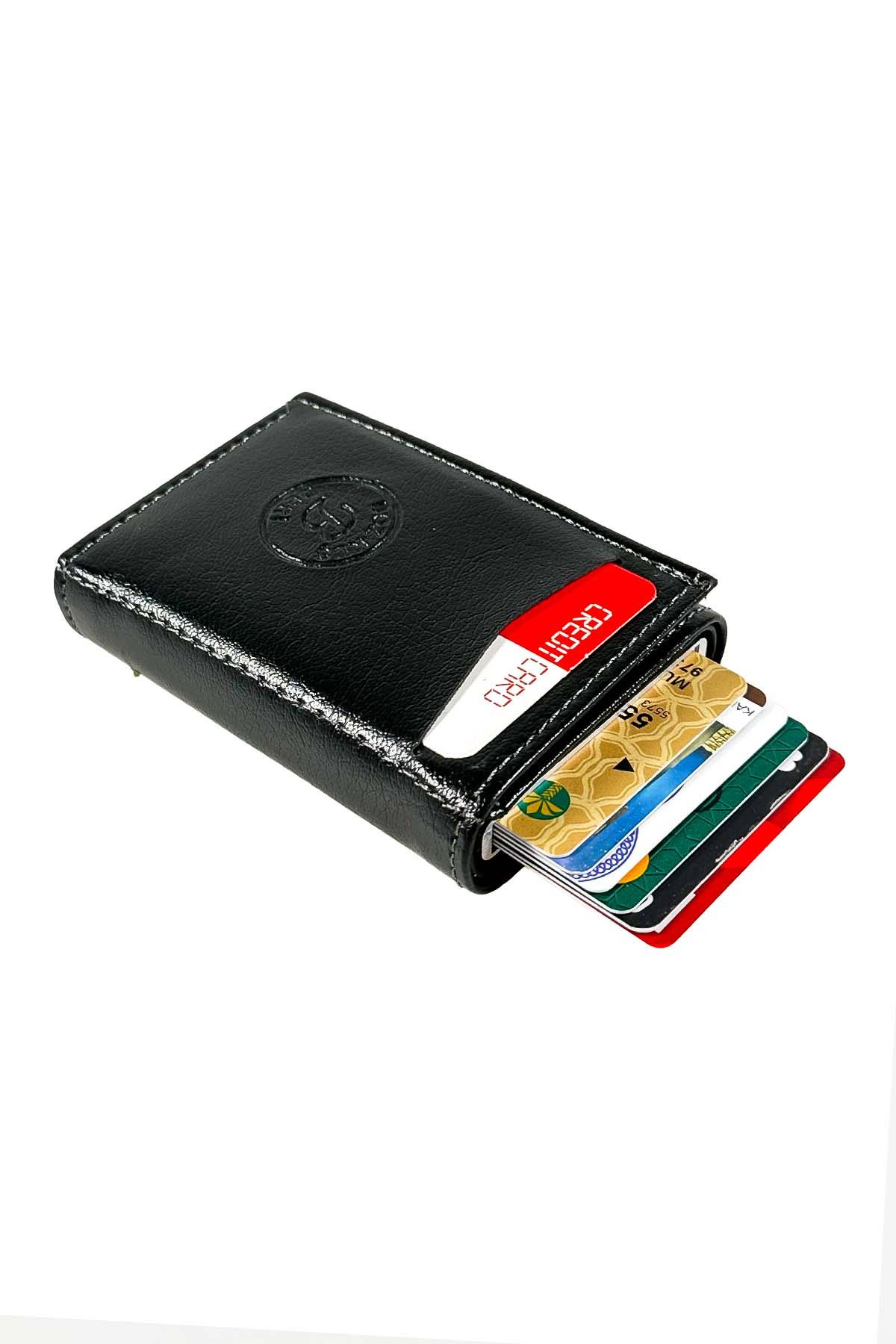 Mekanizmalı Siyah Kartlık Cüzdan