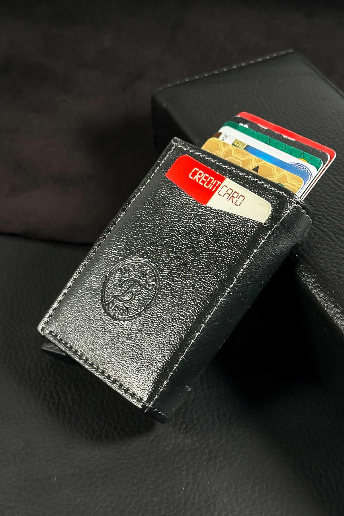 Mekanizmalı Siyah Kartlık Cüzdan