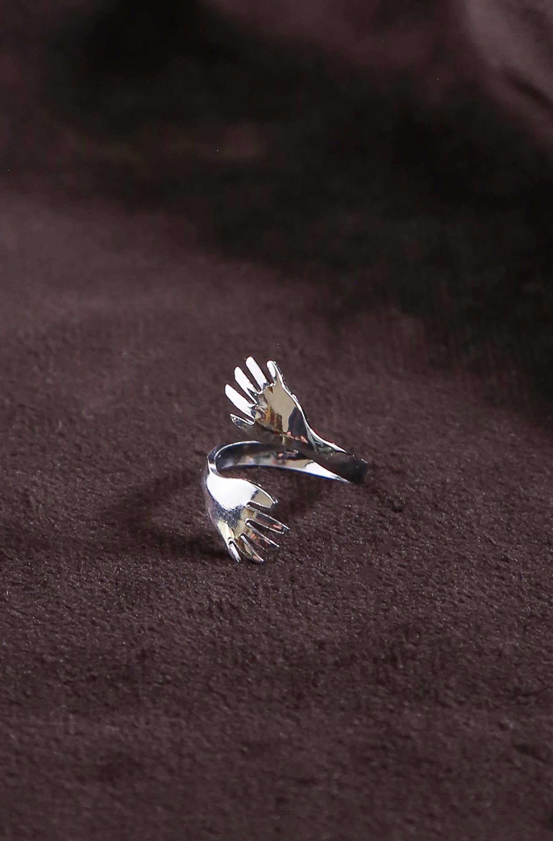 Metalik Renk Sarılma Elleri Ayarlanabilir Metal Yüzük