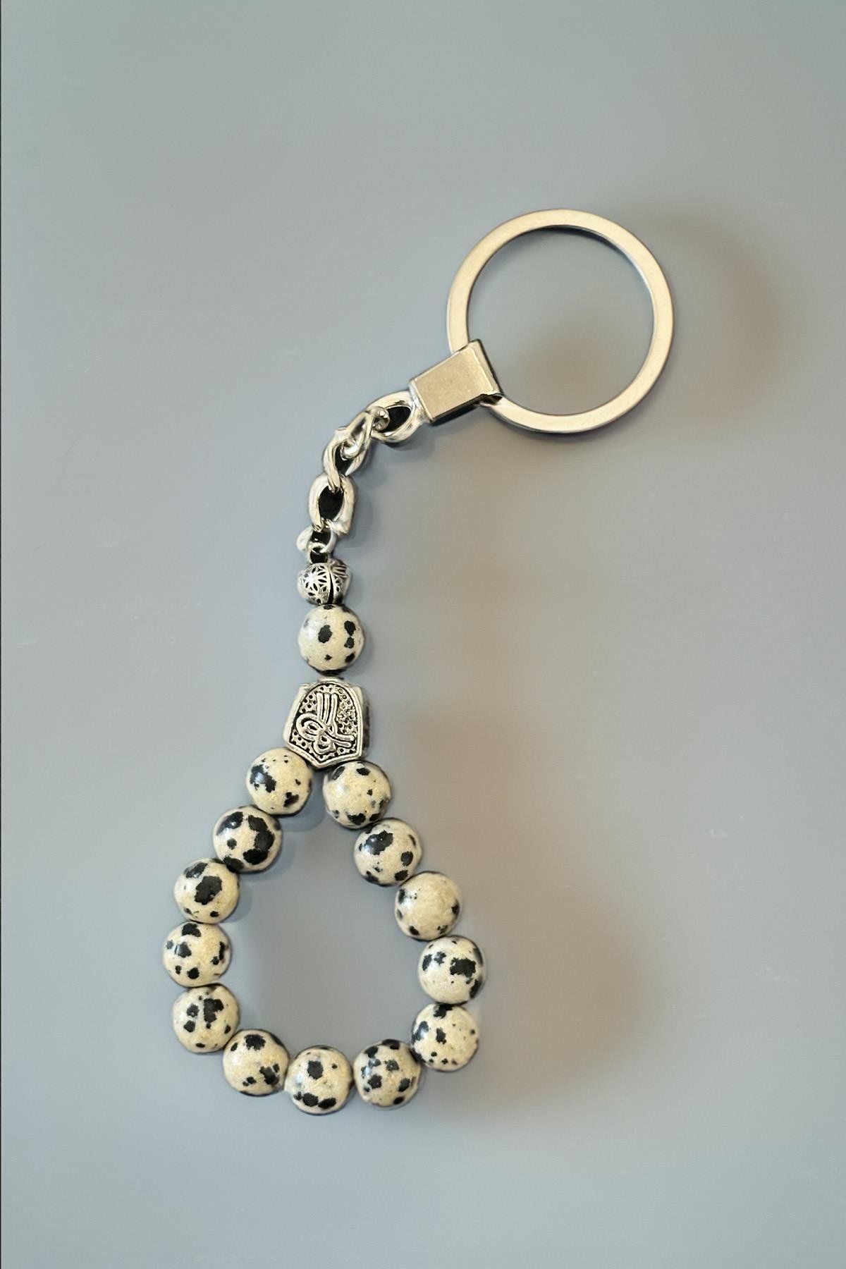 Modern Benekli Jasper Taşı Tesbih Anahtarlık