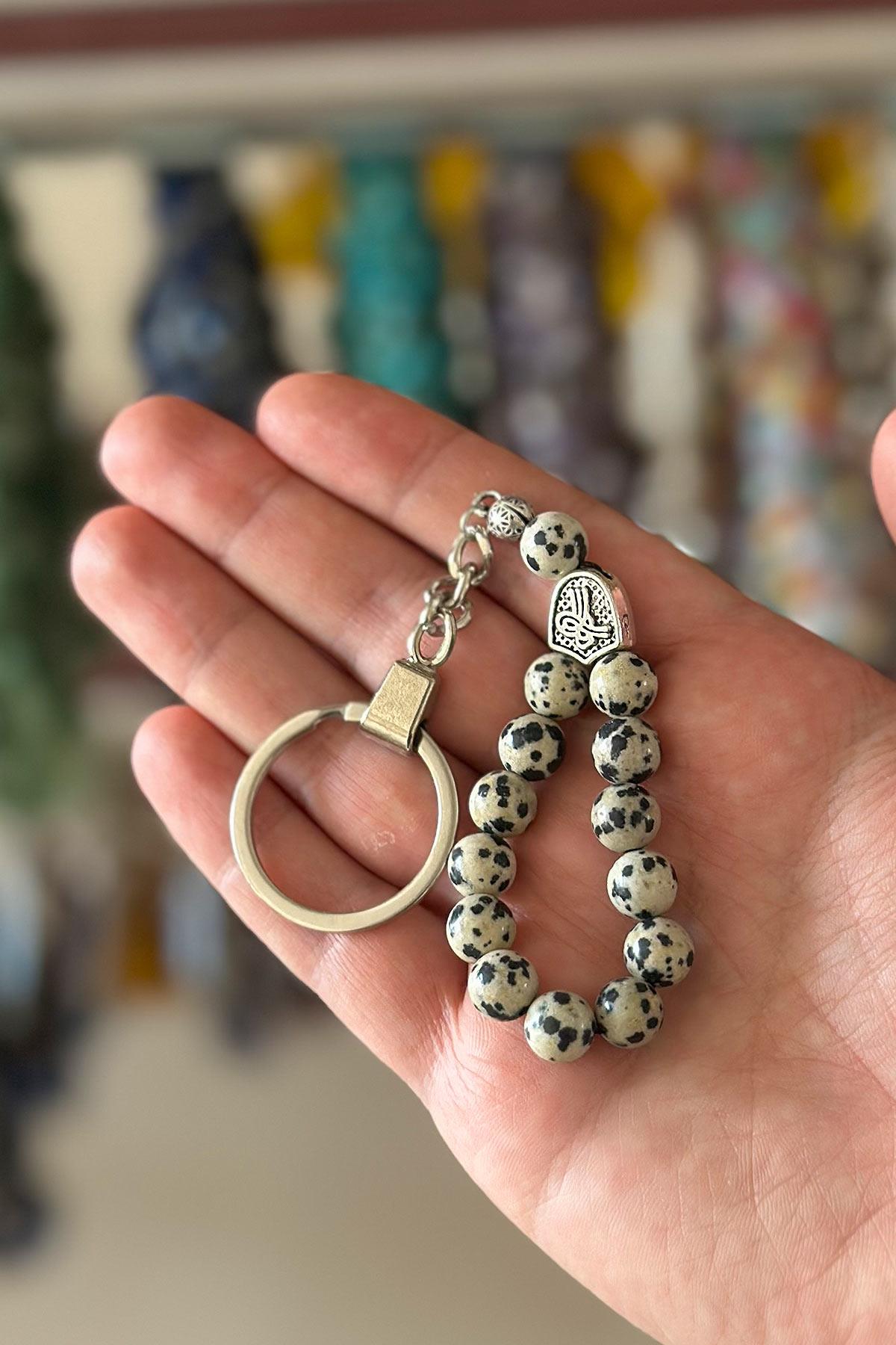 Modern Benekli Jasper Taşı Tesbih Anahtarlık