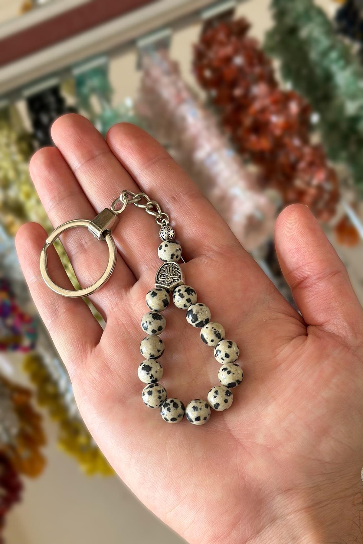 Modern Benekli Jasper Taşı Tesbih Anahtarlık