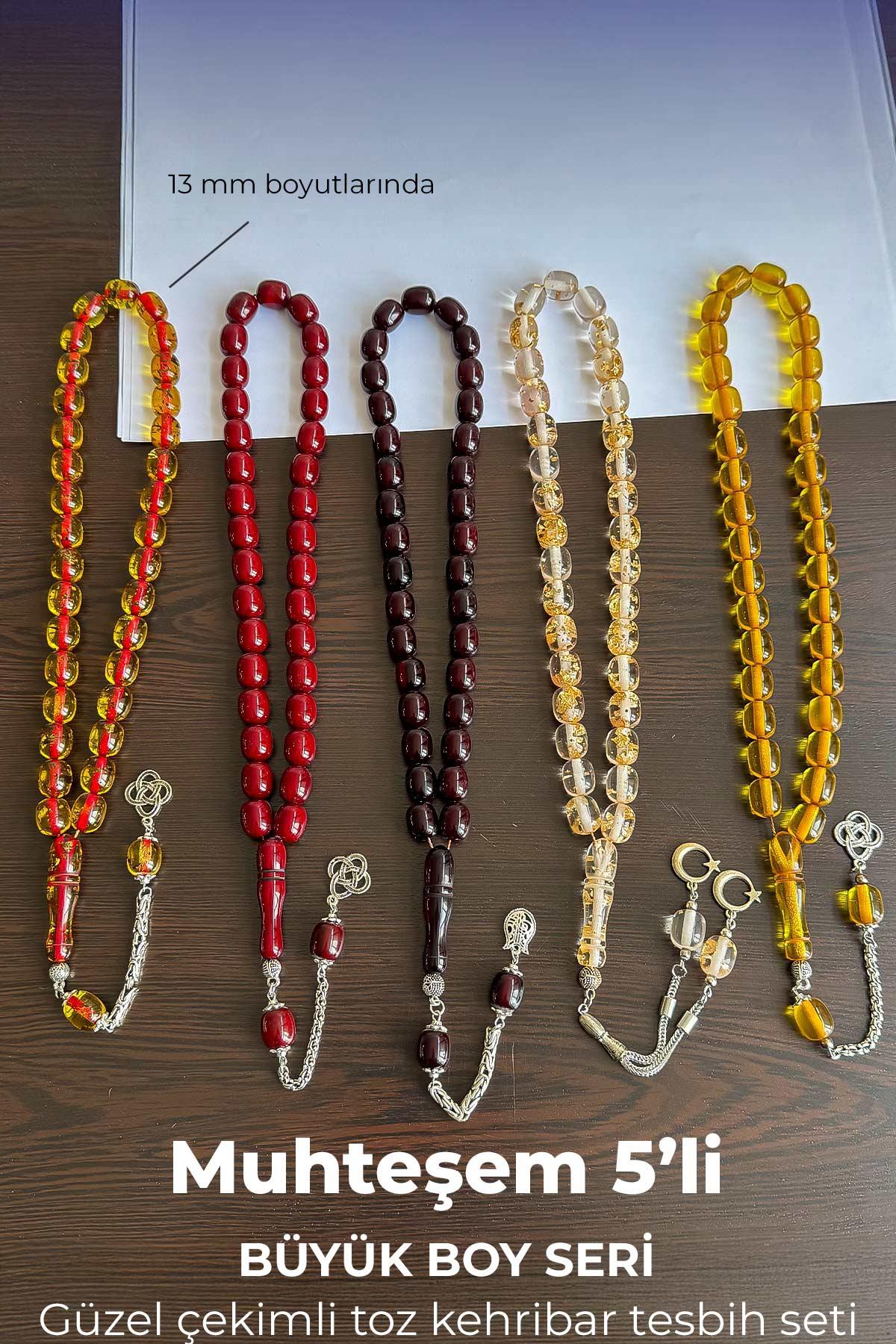 Muhteşem 5li İri Boy Toz Kehribar Seti