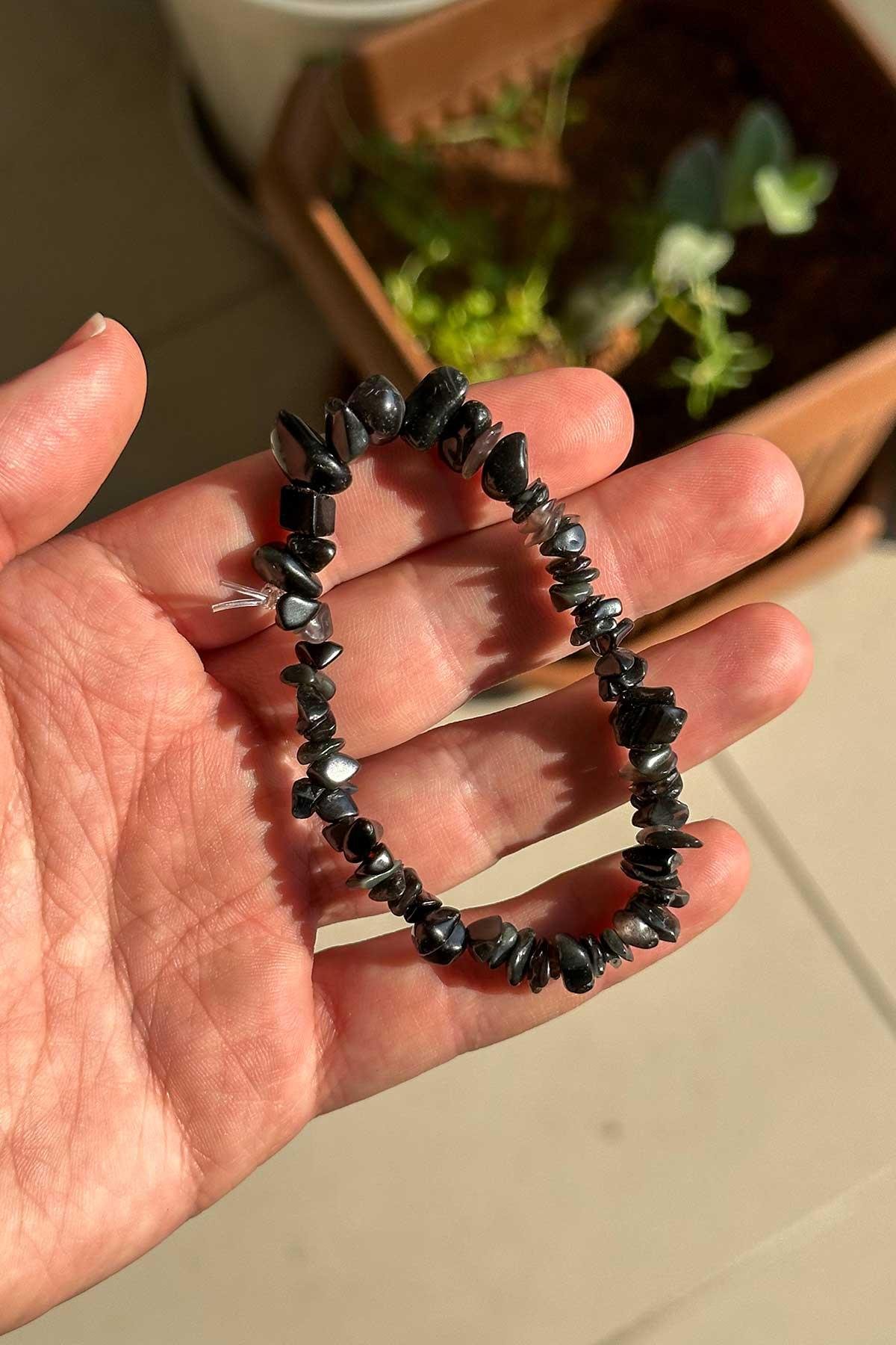 Obsidyen Taşı Bileklik