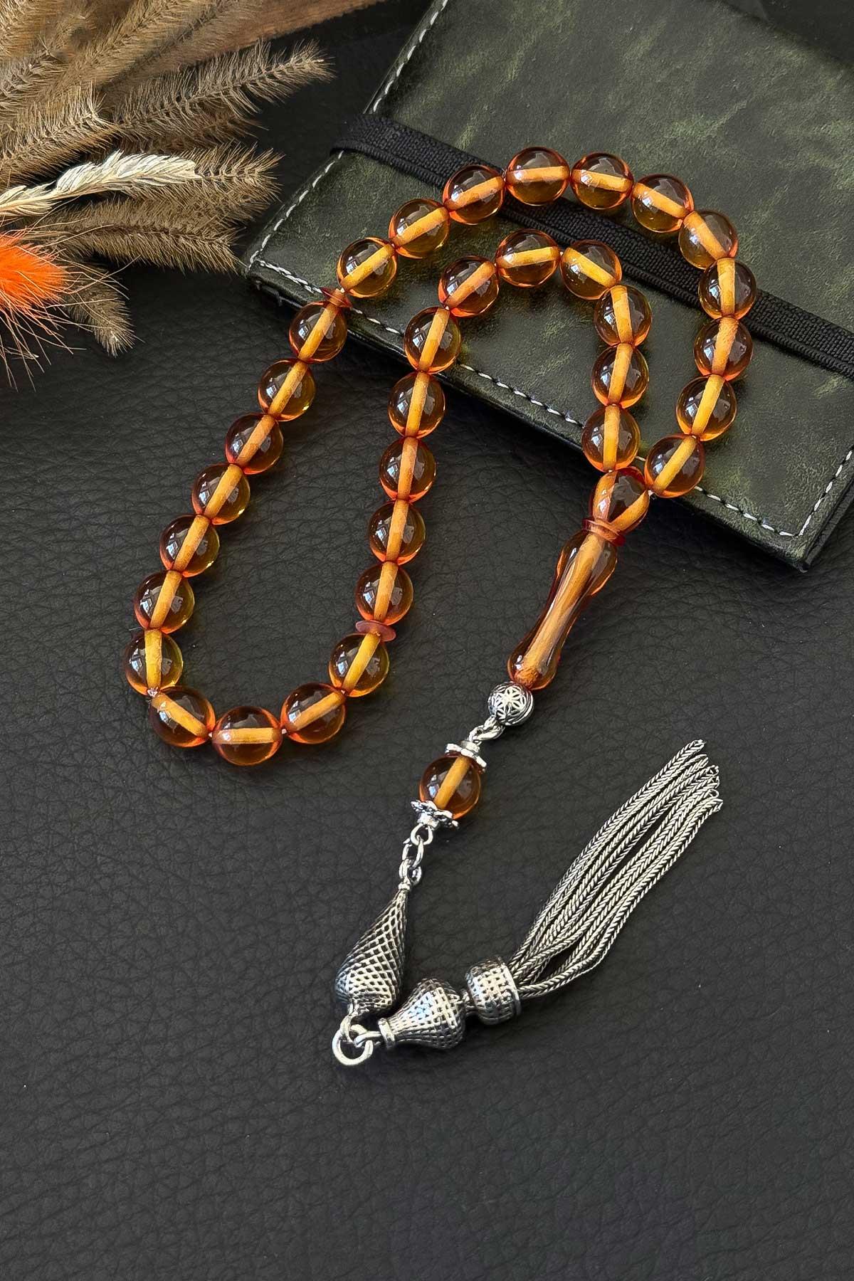 Özel Süpürge Püskül Güzel Çekimli Ateş Kehribar Tesbih