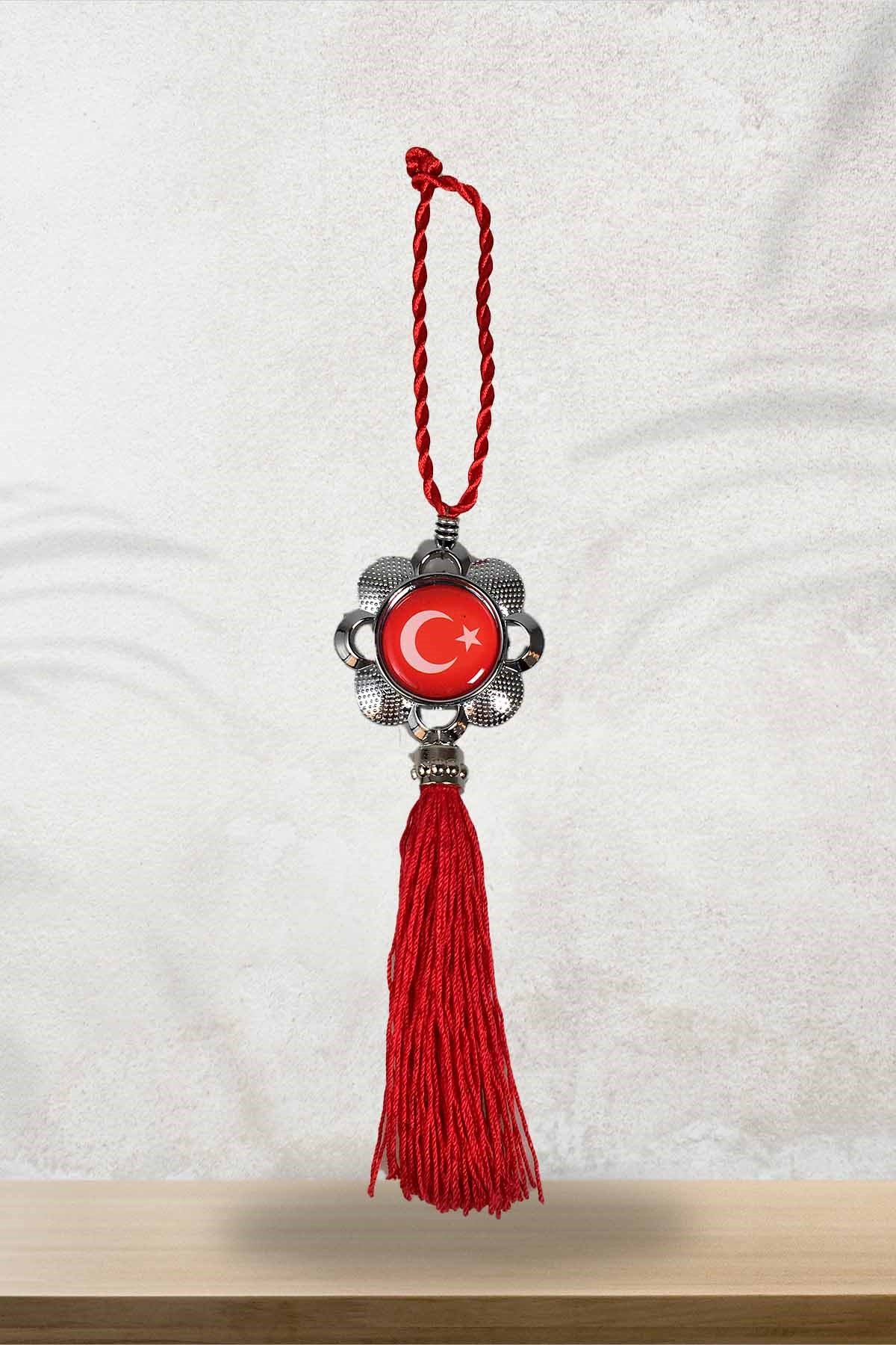 Papatya Model Türk Bayraklı Çift Taraflı Araba Ev Ofis Süsü