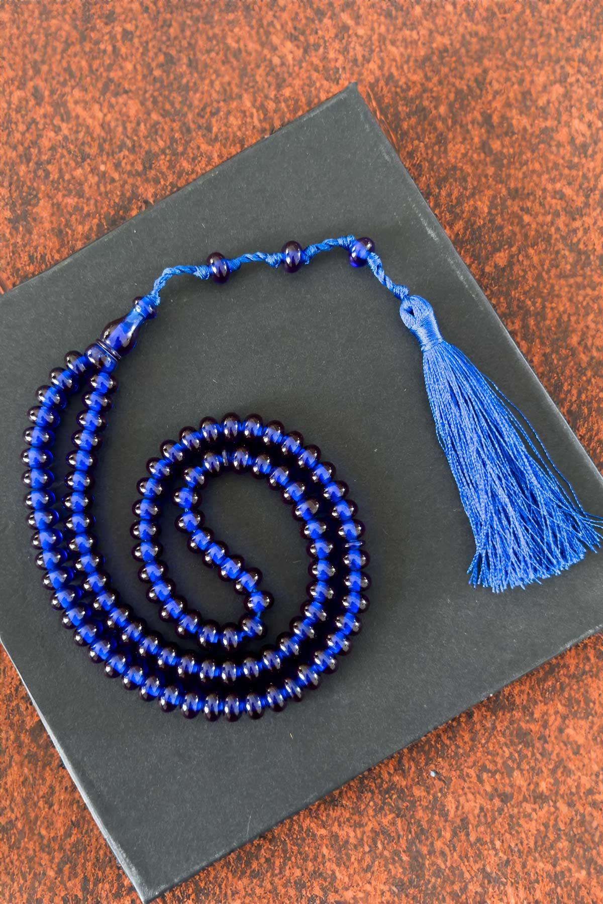 Parlament Mavi Özel Tasarım 99luk Ateş Kehribar Tesbihimiz