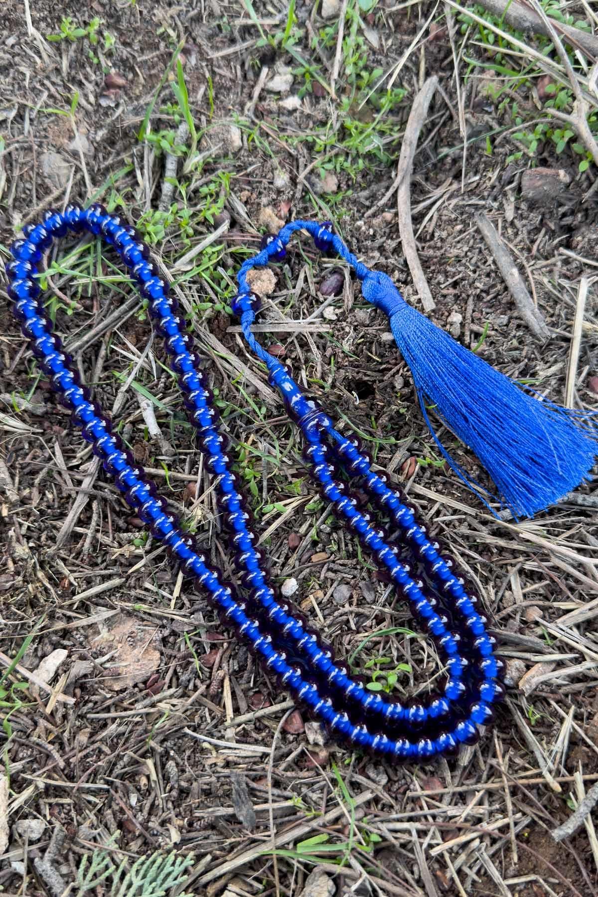 Parlament Mavi Özel Tasarım 99luk Ateş Kehribar Tesbihimiz