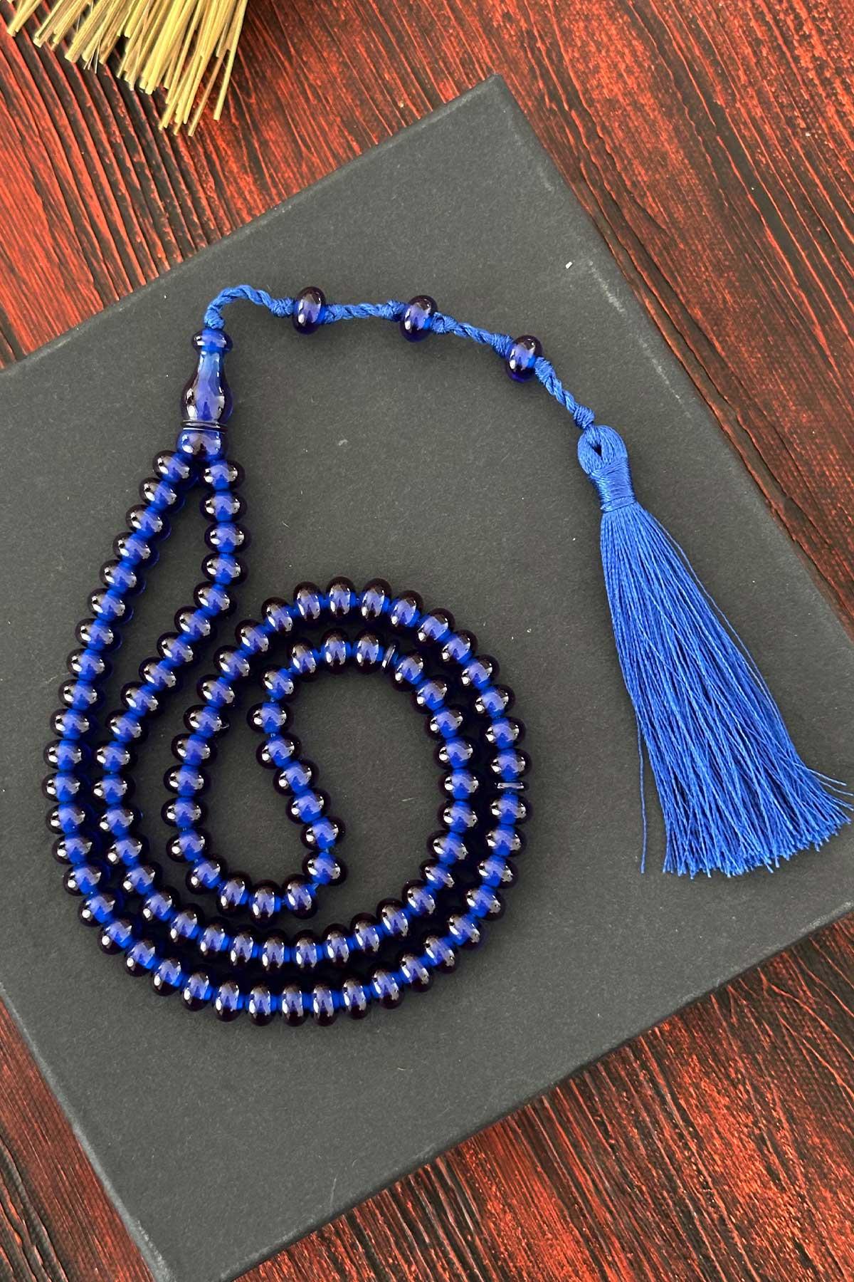 Parlament Mavi Özel Tasarım 99luk Ateş Kehribar Tesbihimiz