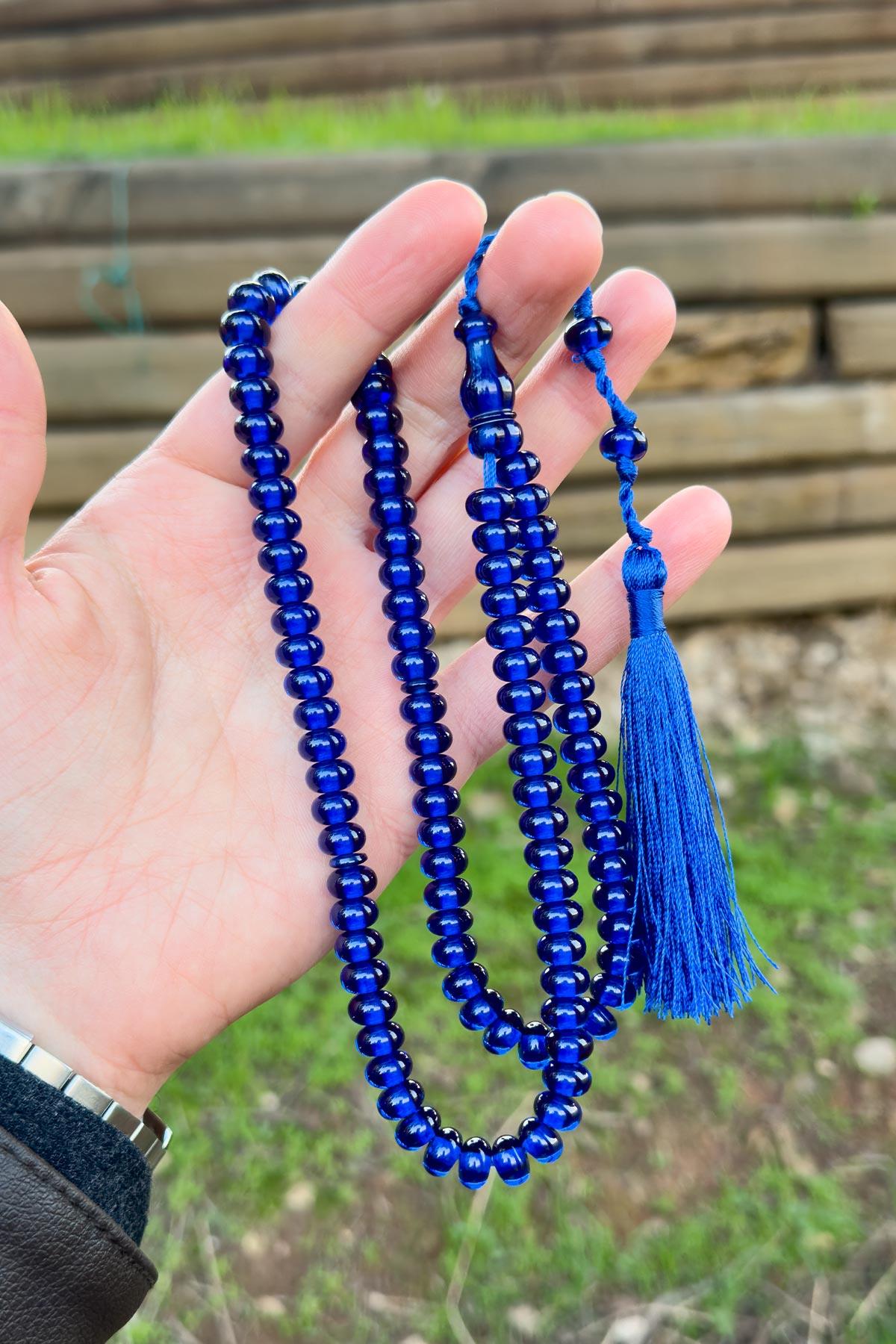 Parlament Mavi Özel Tasarım 99luk Ateş Kehribar Tesbihimiz