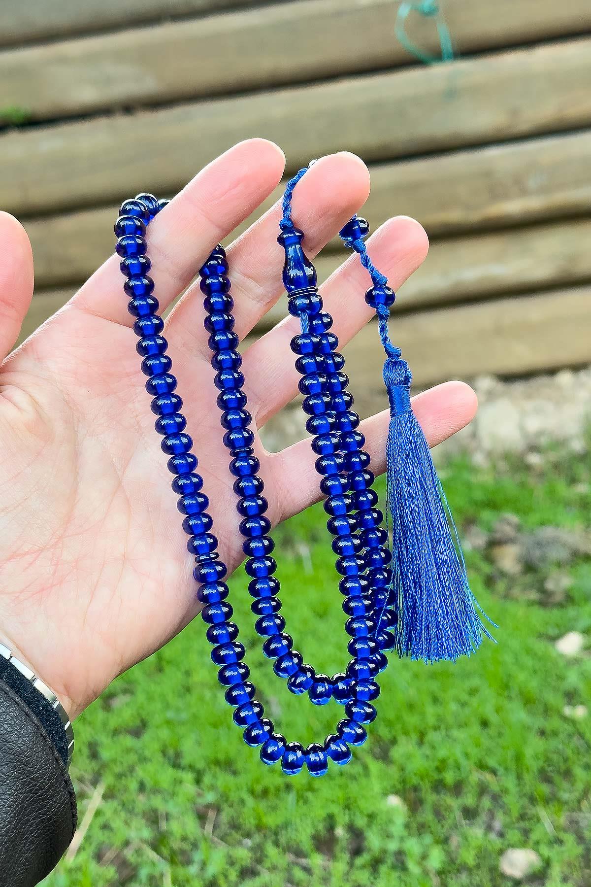 Parlament Mavi Özel Tasarım 99luk Ateş Kehribar Tesbihimiz