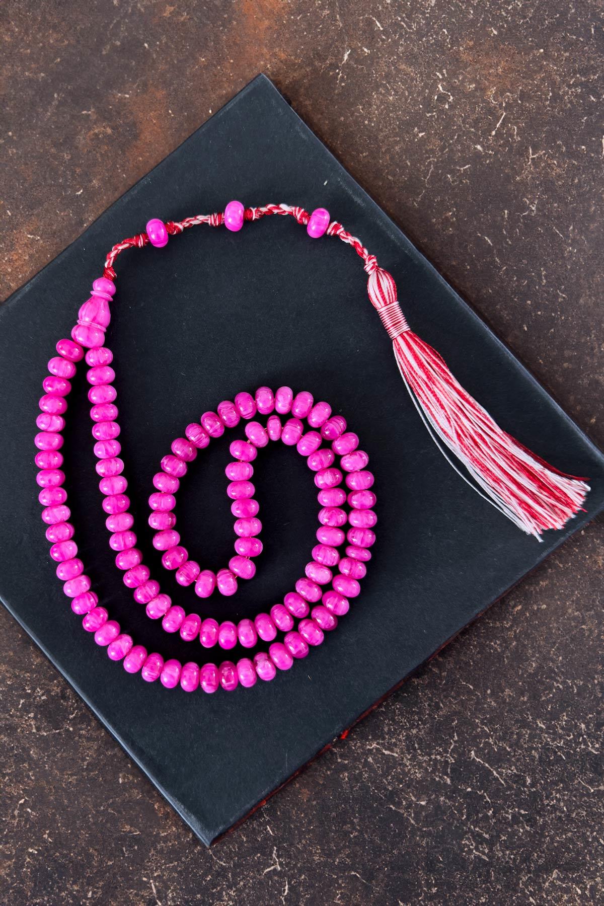 Pembe Tonda Özel Tasarım 99luk Sıkma Kehribar Tesbihimiz