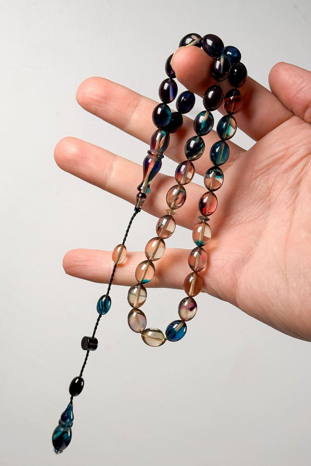 Renk Geçişli Usta İşçilik Ateş Kehribar Tesbih