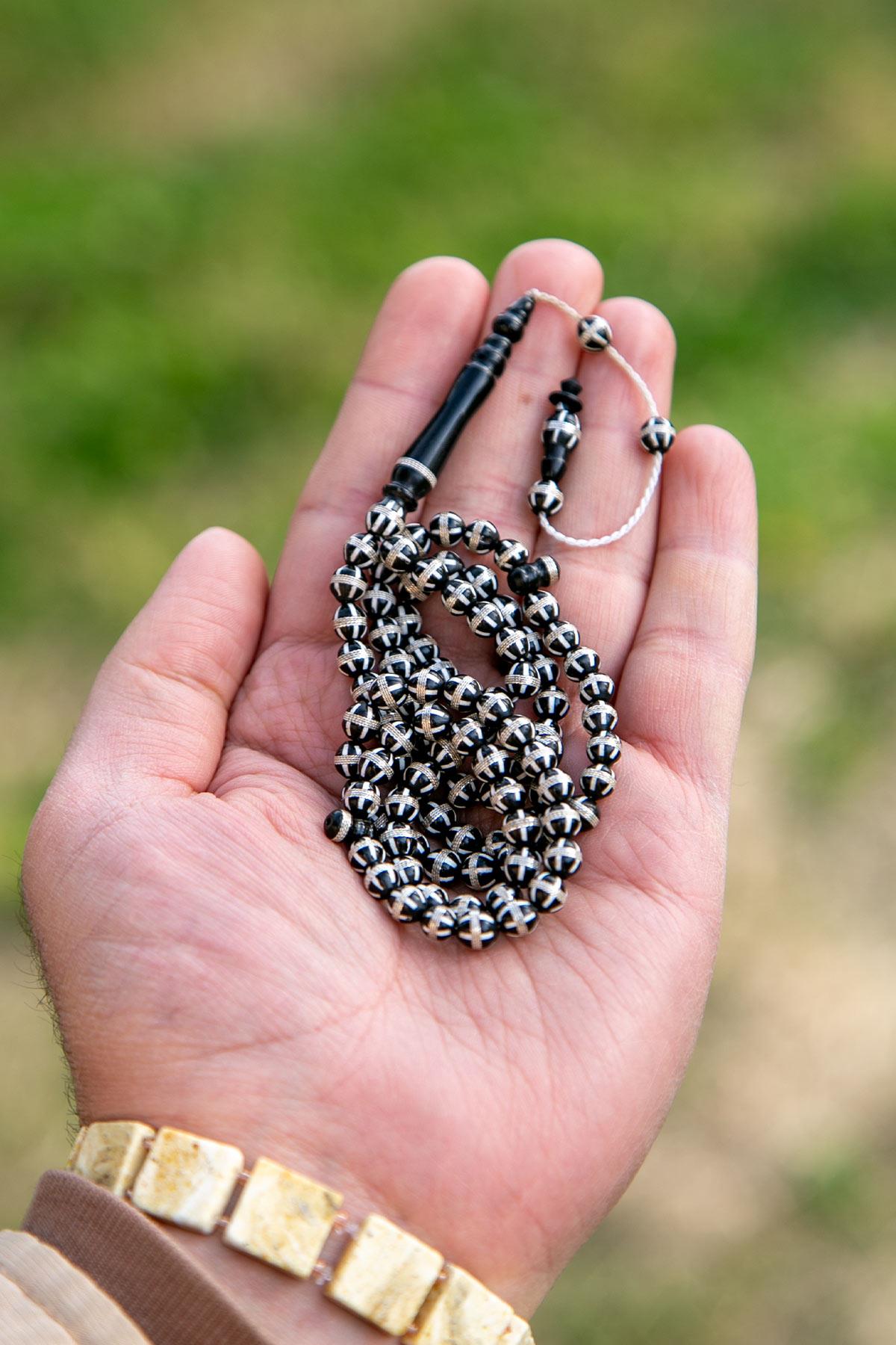 Sanatsal Cep Boy Gümüş Sarmal İşleme 99luk Kuka Tesbih