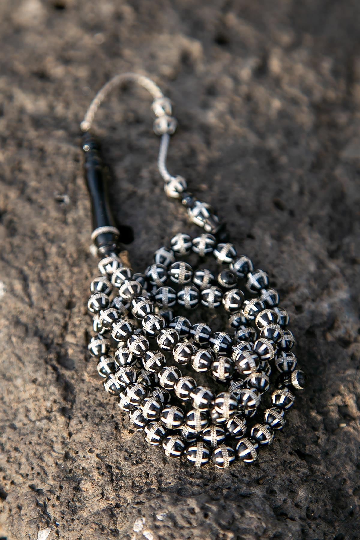 Sanatsal Cep Boy Gümüş Sarmal İşleme 99luk Kuka Tesbih