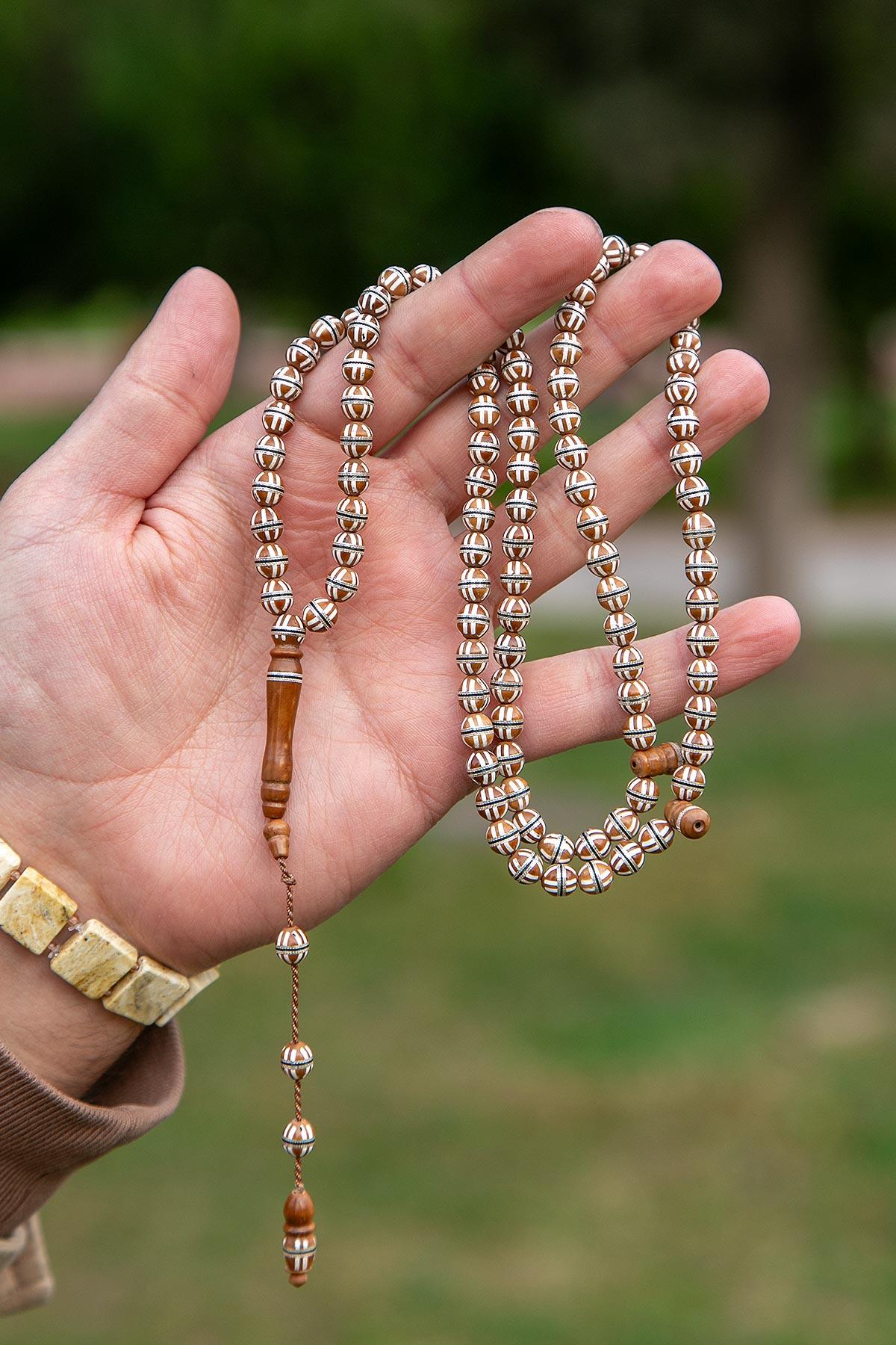 Sanatsal Orta Boy Gümüş Sarmal İşleme 99luk Kuka Tesbih