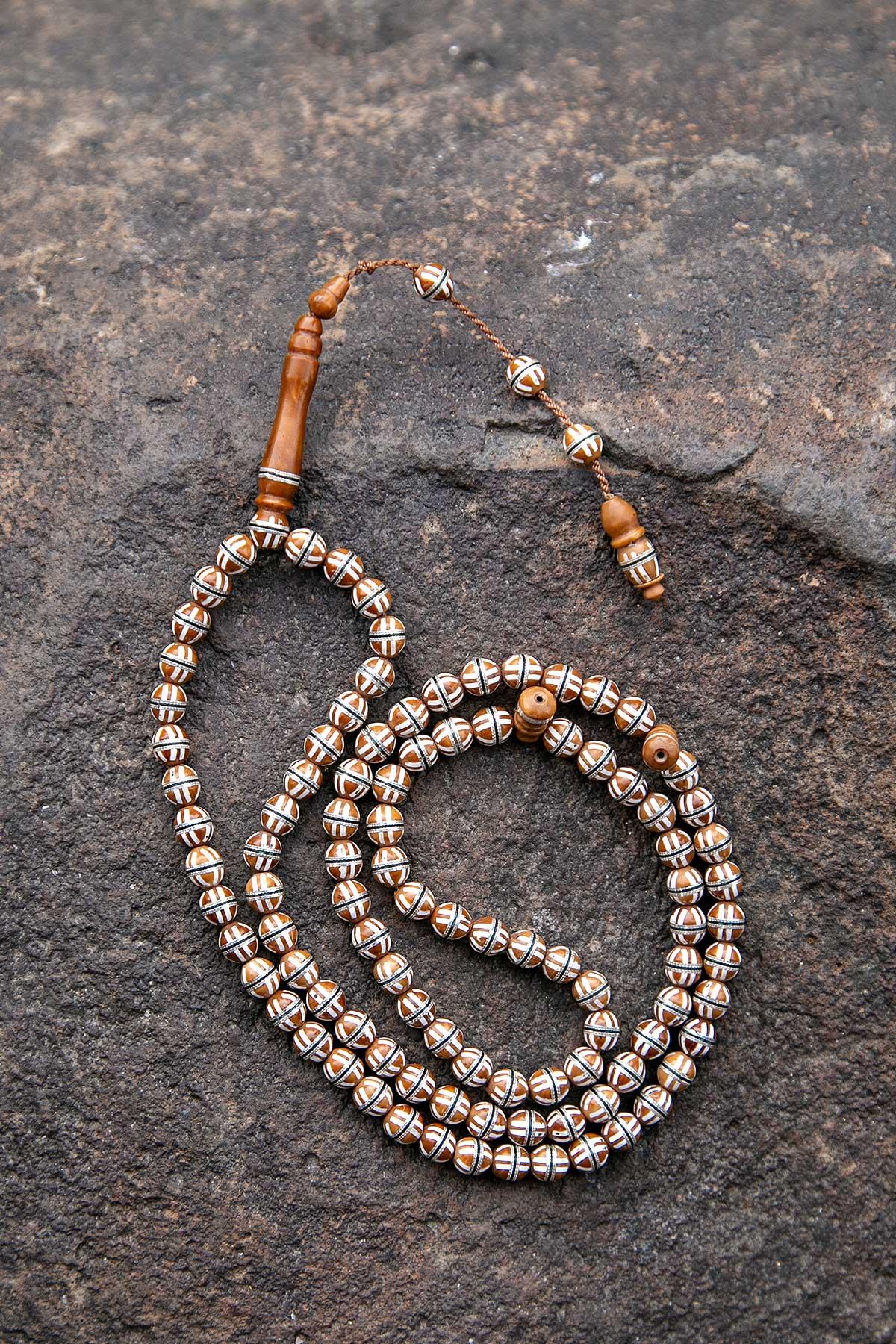 Sanatsal Orta Boy Gümüş Sarmal İşleme 99luk Kuka Tesbih