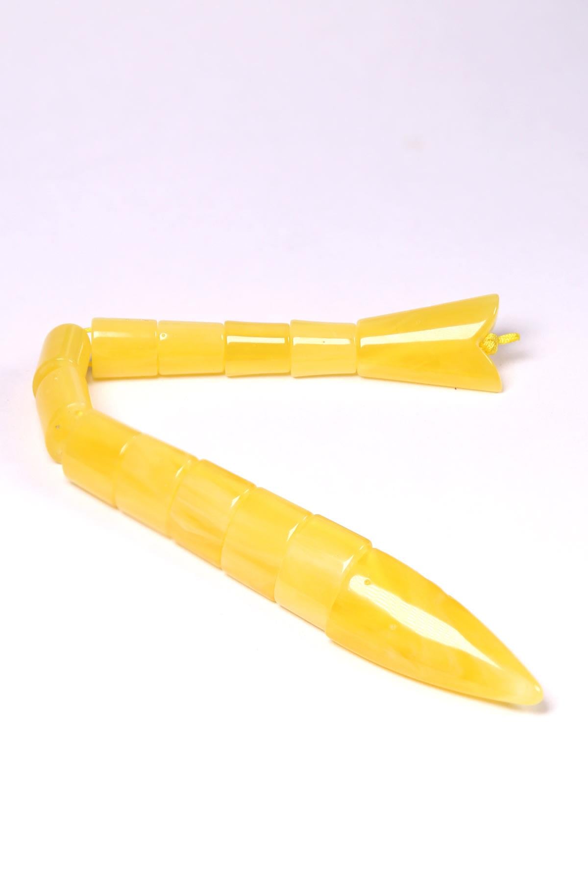 Sarı Beyaz Dalgalı Usta İşçilik Balık Tesbih