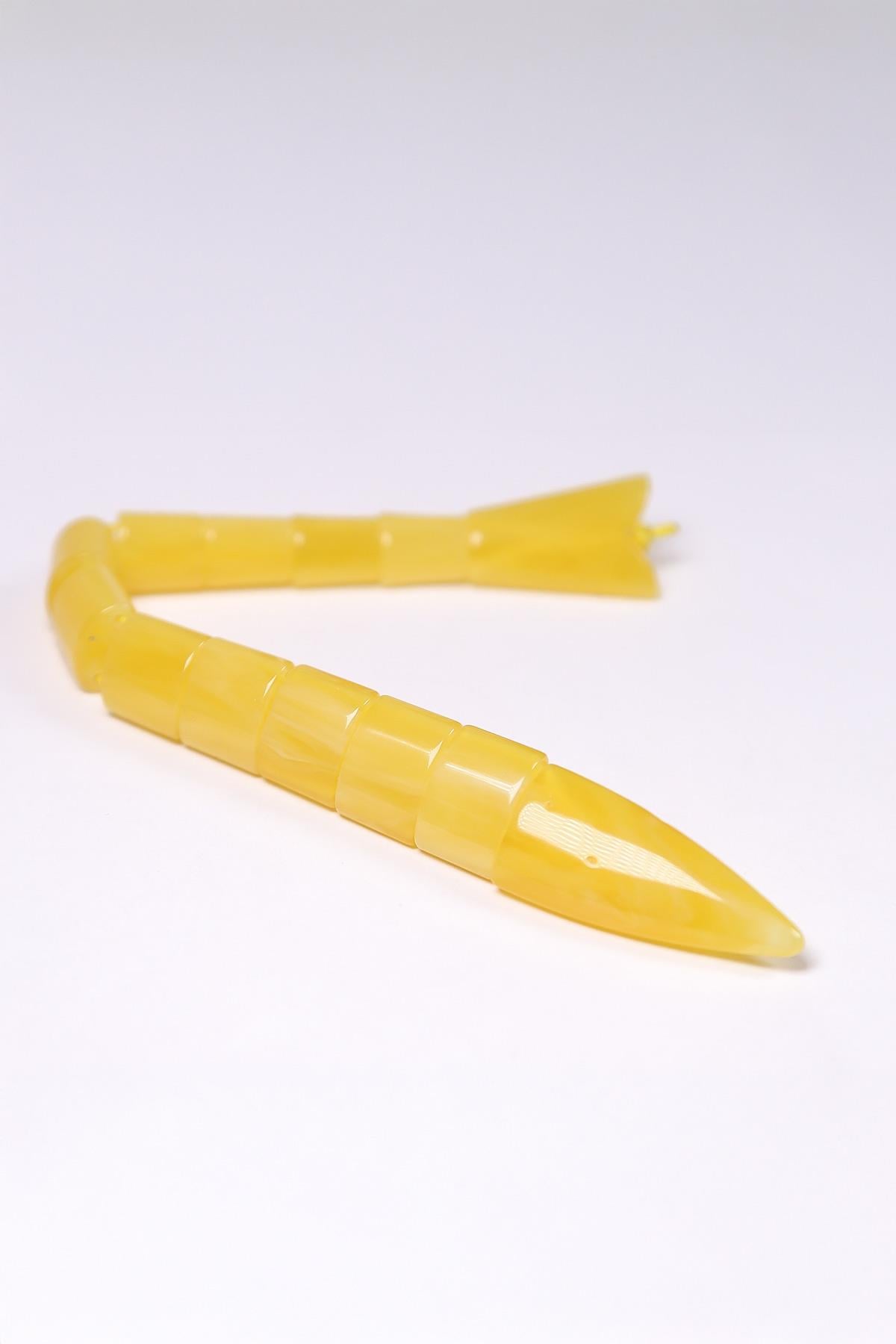 Sarı Beyaz Dalgalı Usta İşçilik Balık Tesbih