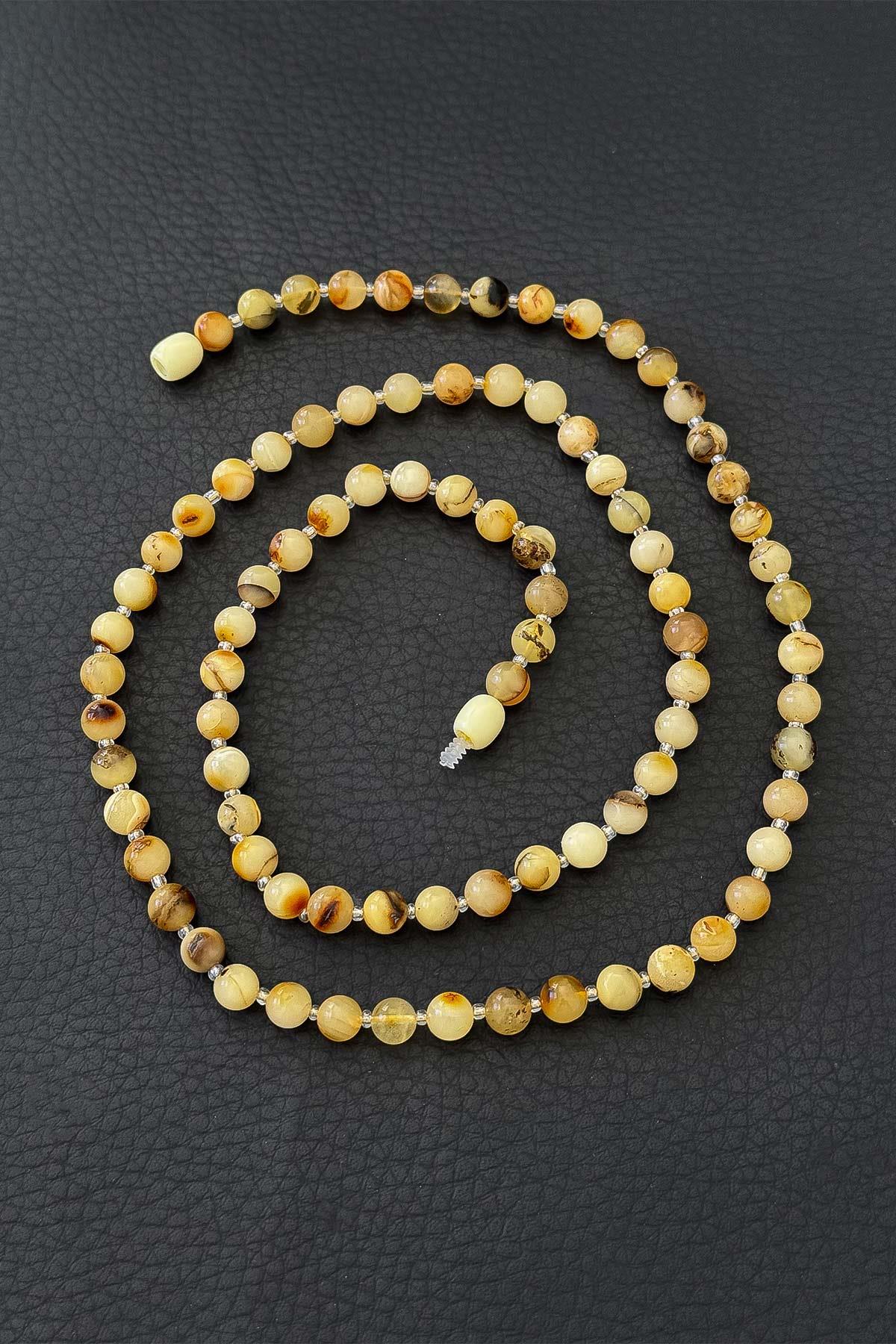 Seccar Küre Tane Damla Kehribar Kolye