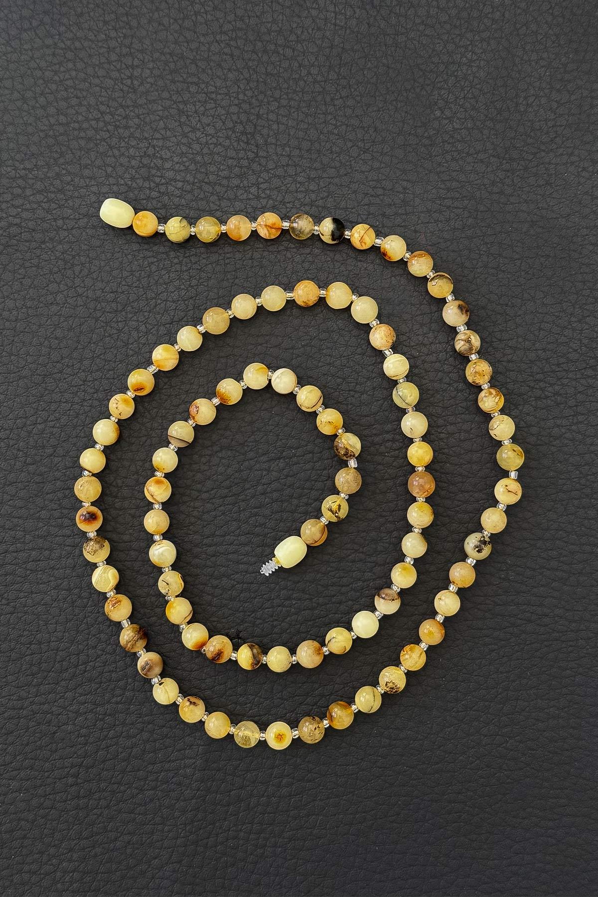 Seccar Küre Tane Damla Kehribar Kolye