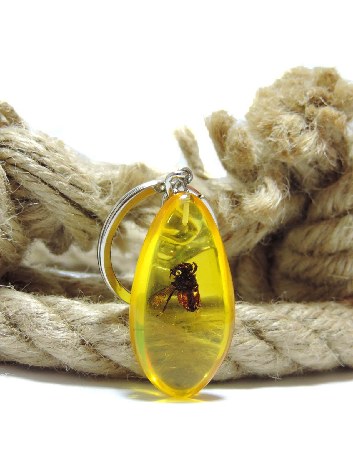 Arı Fosilli Damla Model Anahtarlık