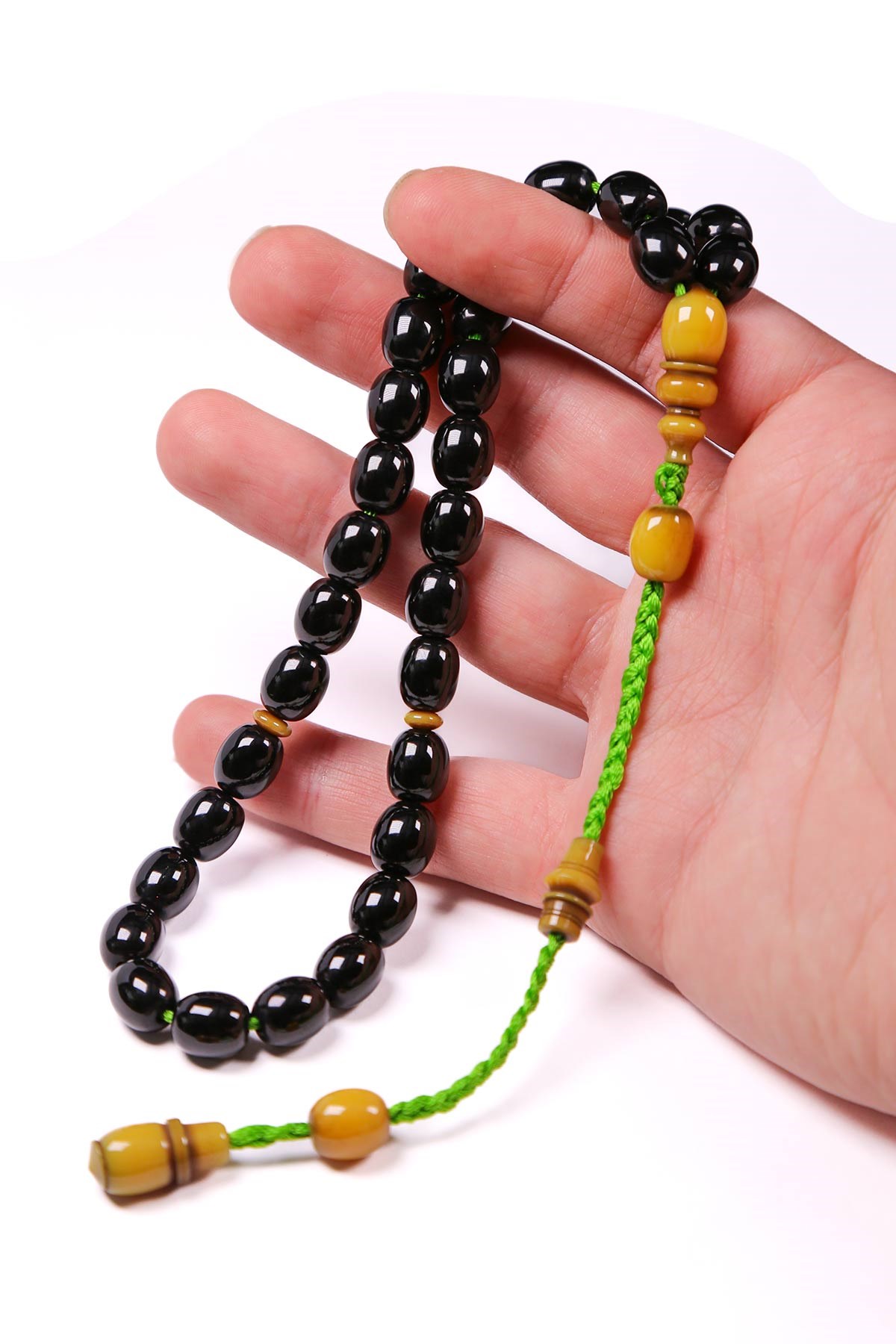 Siyah Özel Seri Sevenlere Osmanlı Kıvamında Sıkma Kehribar Tesbih