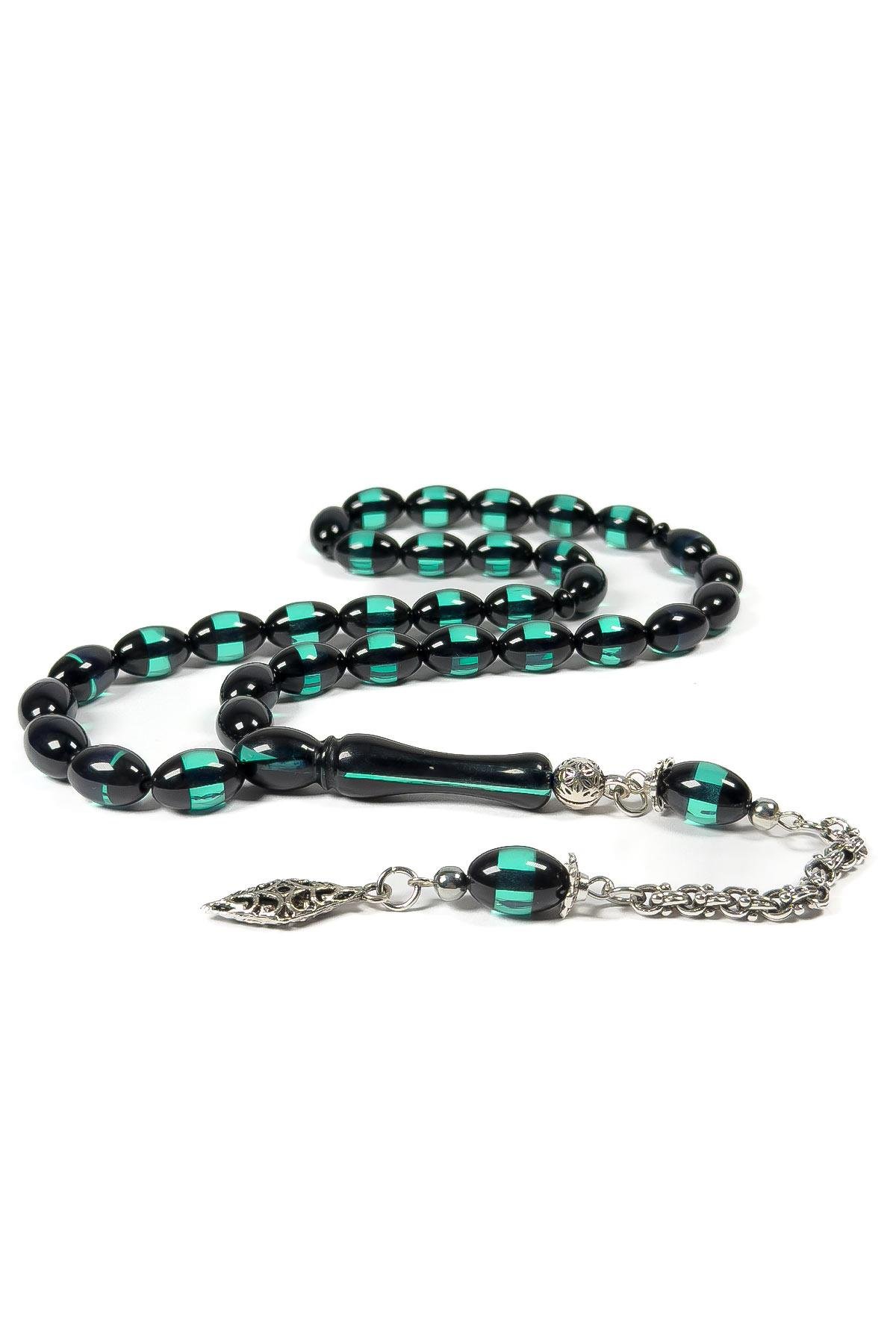 Özel Ahşap Kutulu Sürmeli Tasarım Toz Kehribar Tesbih