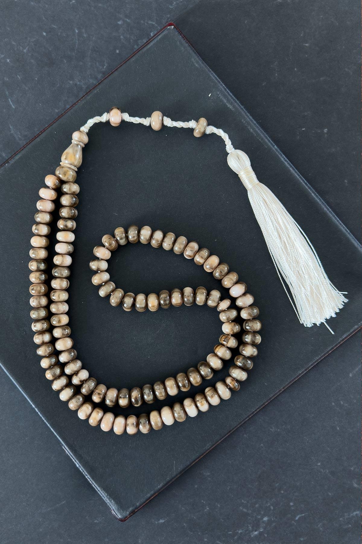 Sütlü Kahve Renk 99luk Sıkma Kehribar Tesbihimiz