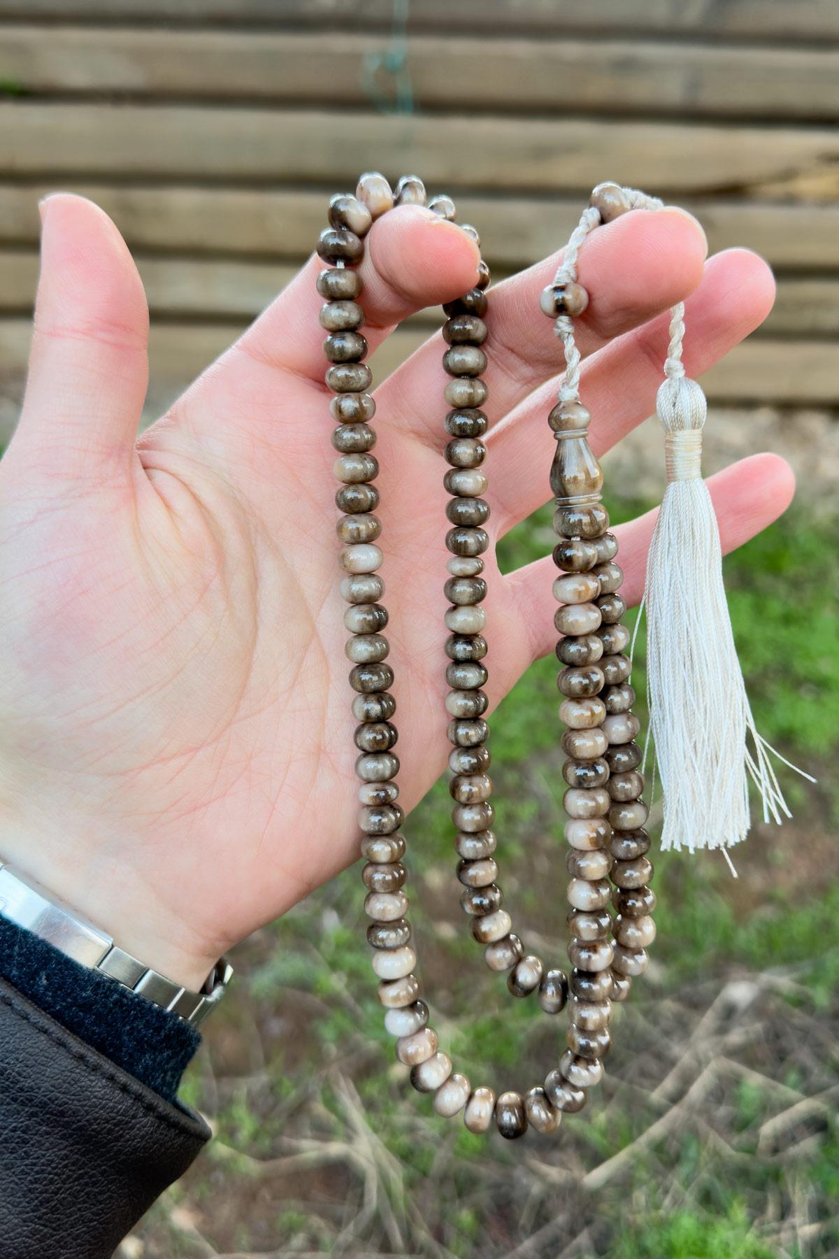 Sütlü Kahve Renk 99luk Sıkma Kehribar Tesbihimiz