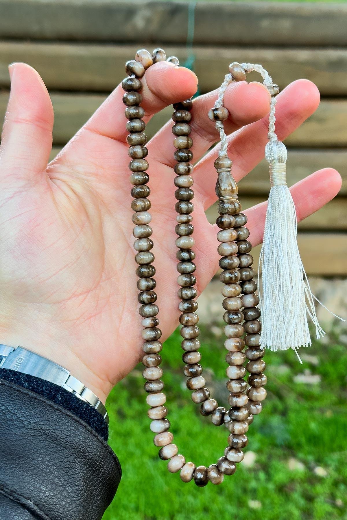 Sütlü Kahve Renk 99luk Sıkma Kehribar Tesbihimiz