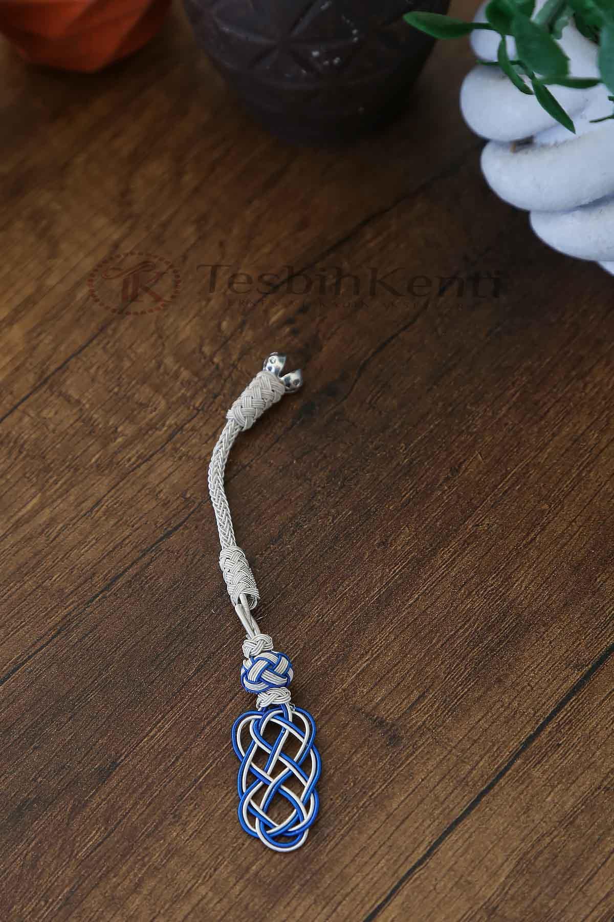 Tekli Mavi Renk Bakır Kazaz Tesbih Püskülü