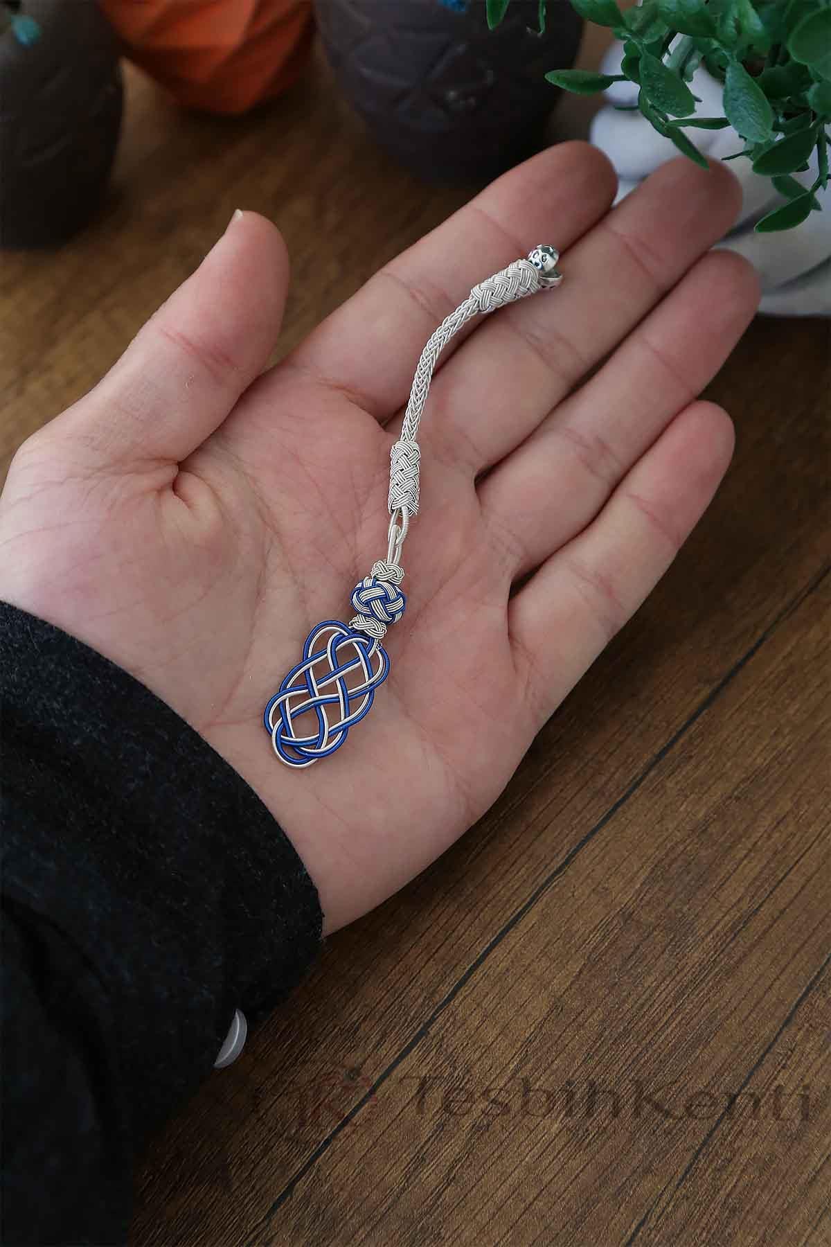 Tekli Mavi Renk Bakır Kazaz Tesbih Püskülü