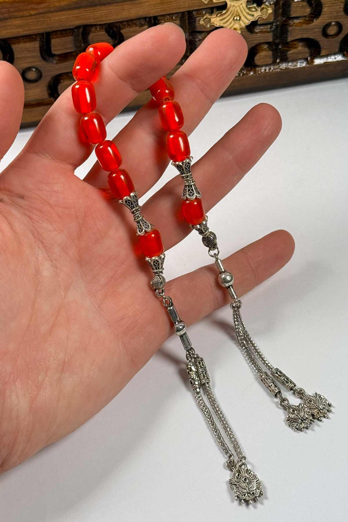 Turuncu Kapsül Çift Püsküllü Zaza Tesbih